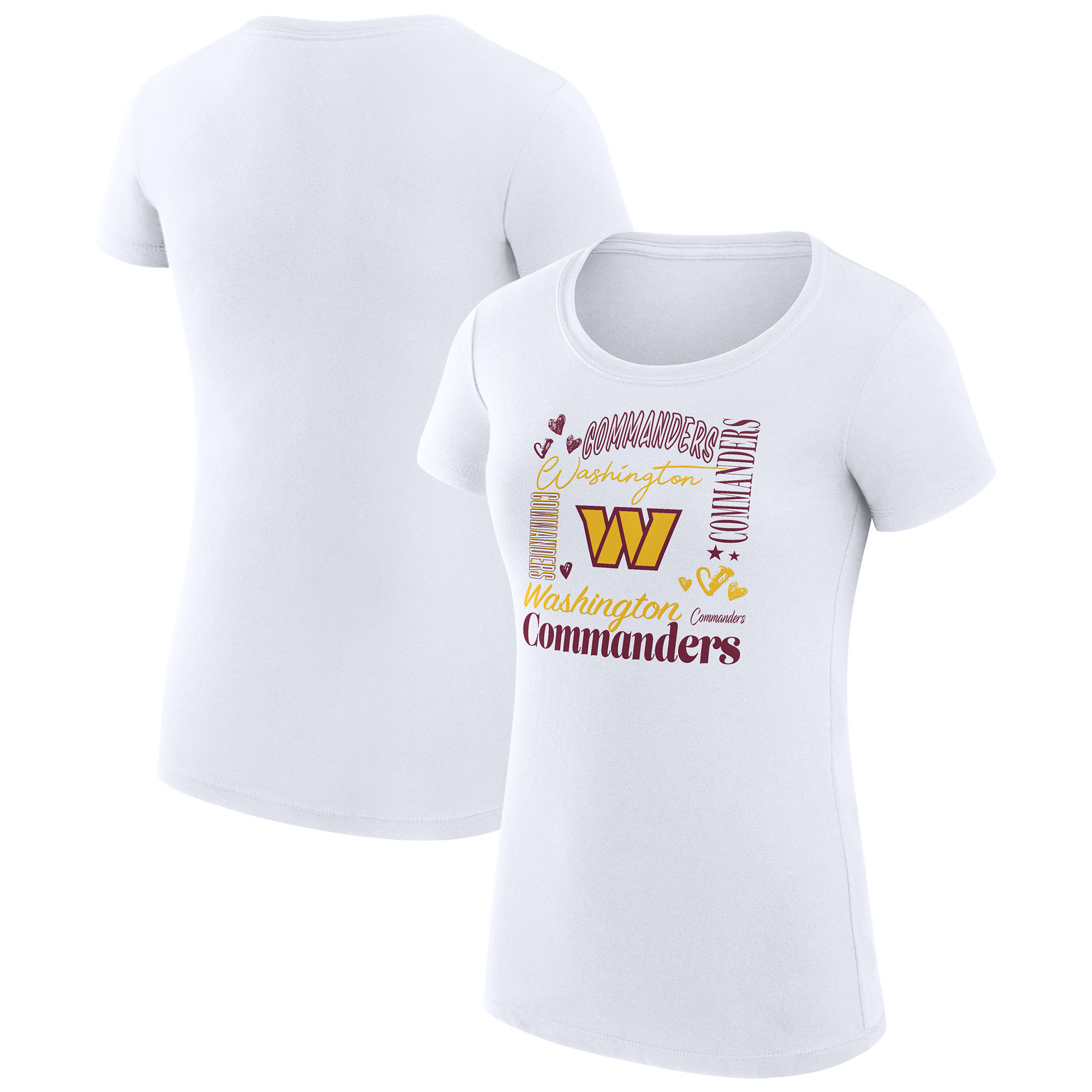 Women's G-III 4Her by Carl Banks White Washington Commanders Super-Slim Fit Lightweight Collage Team T-Shirt