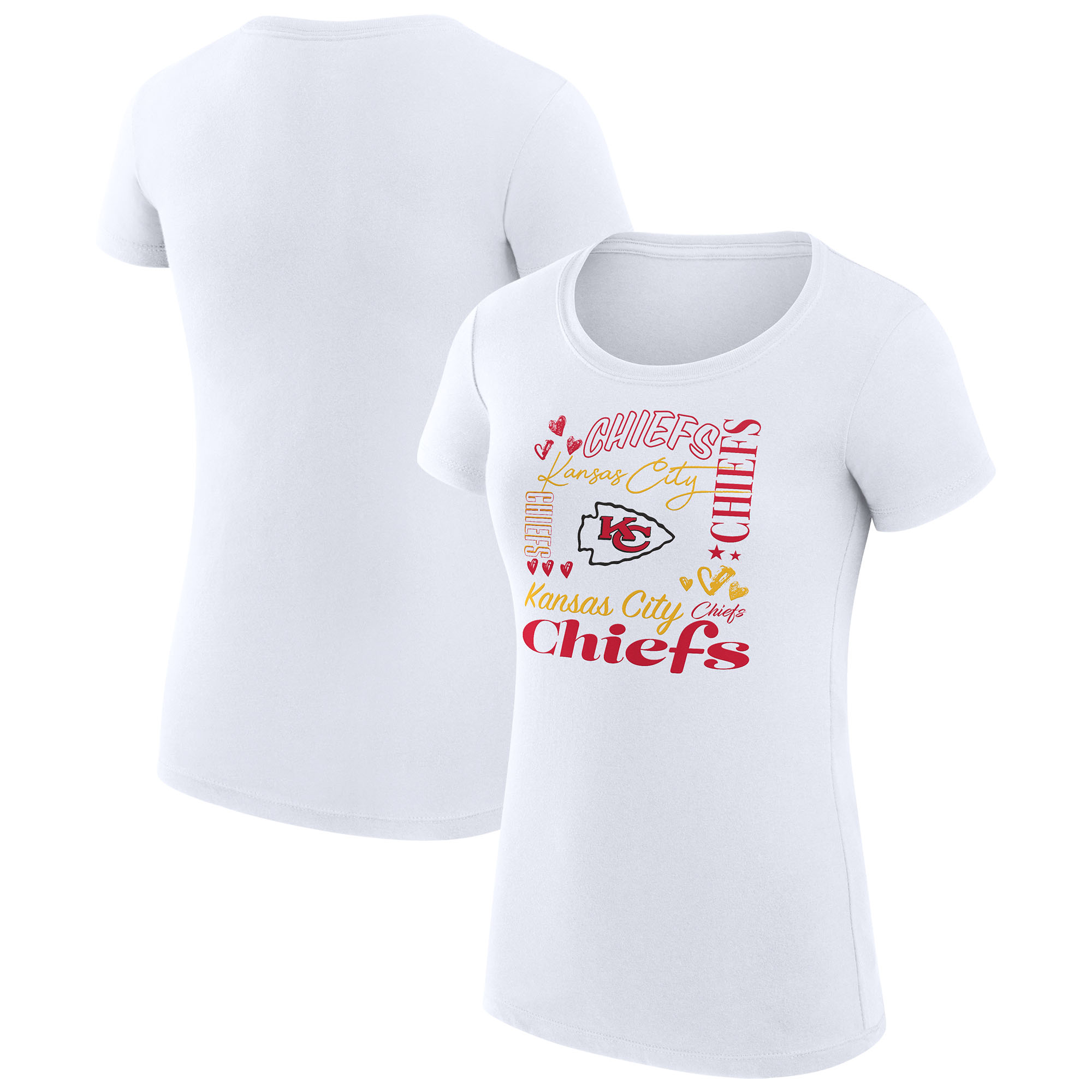 Women's G-III 4Her by Carl Banks White Kansas City Chiefs Super-Slim Fit Lightweight Collage Team T-Shirt