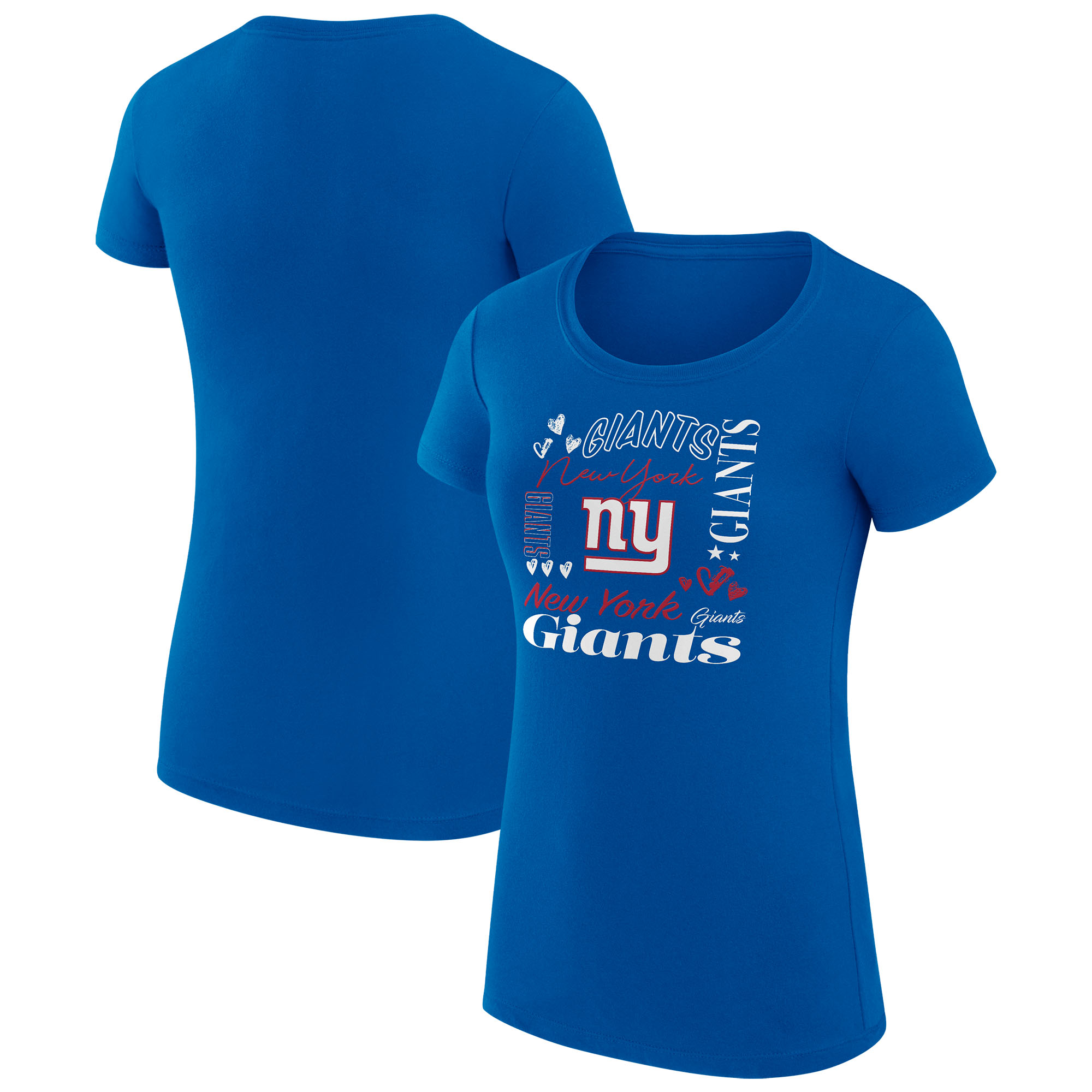 Women's G-III 4Her by Carl Banks Royal New York Giants Super-Slim Fit Lightweight Collage Team T-Shirt