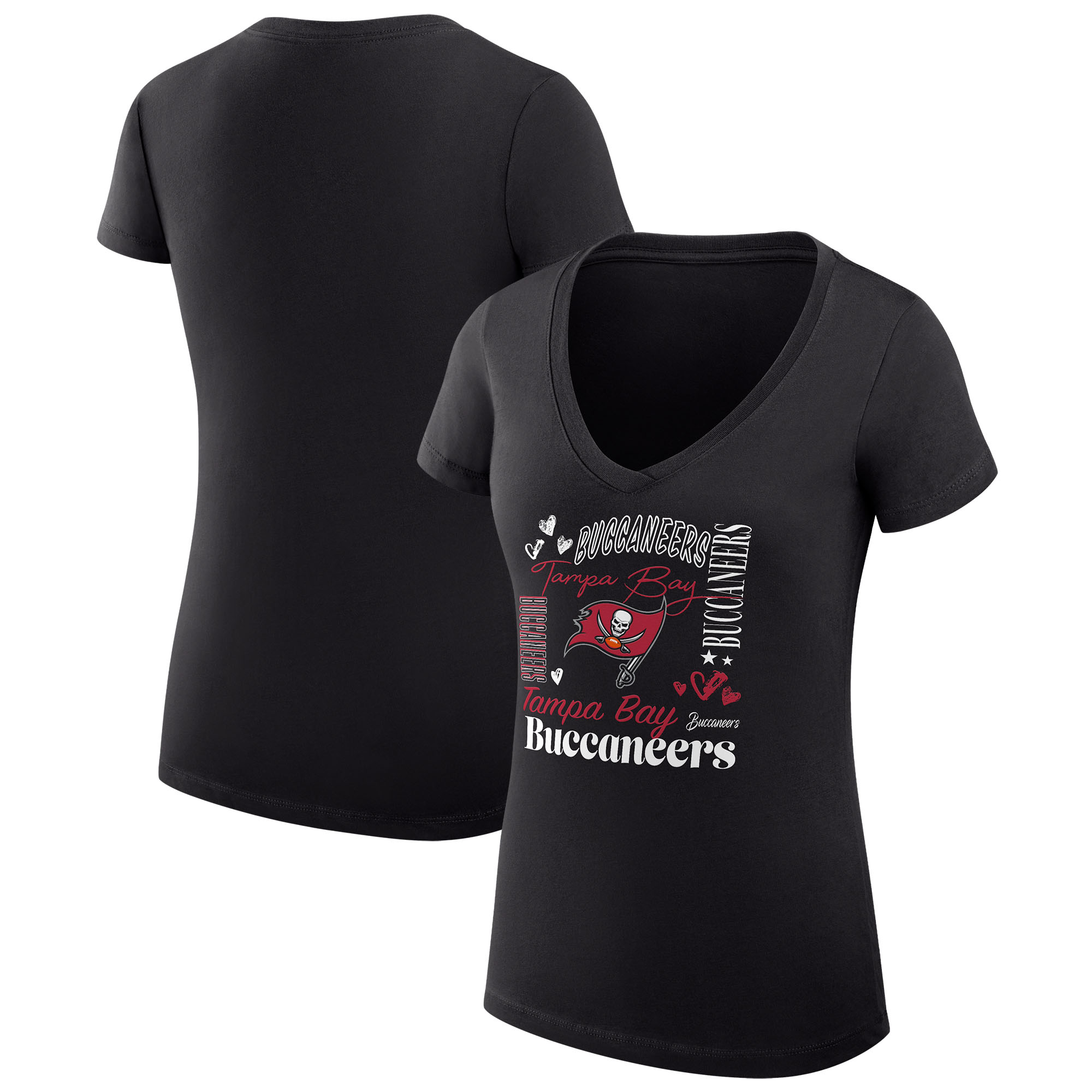 Women’s G-III 4Her by Carl Banks Black Tampa Bay Buccaneers Super-Slim Fit Lightweight Collage Team V-Neck T-Shirt Women’s G-III 4Her by Carl Banks Black Tampa Bay Buccaneers Super-Slim Fit Lightweight Collage Team V-Neck T-Shirt