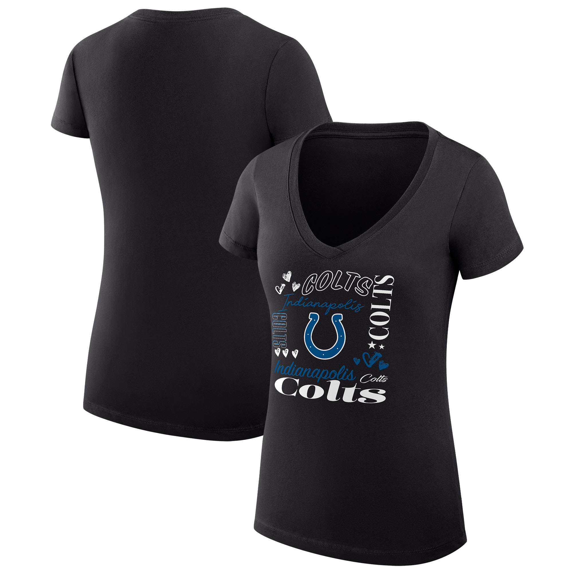 Women's G-III 4Her by Carl Banks Black Indianapolis Colts Super-Slim Fit Lightweight Collage Team V-Neck T-Shirt