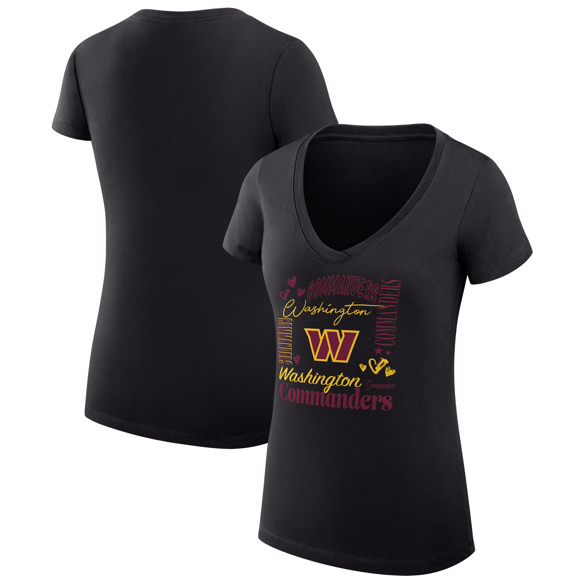 Women's G-III 4Her by Carl Banks Black Washington Commanders Super-Slim Fit Lightweight Collage Team V-Neck T-Shirt