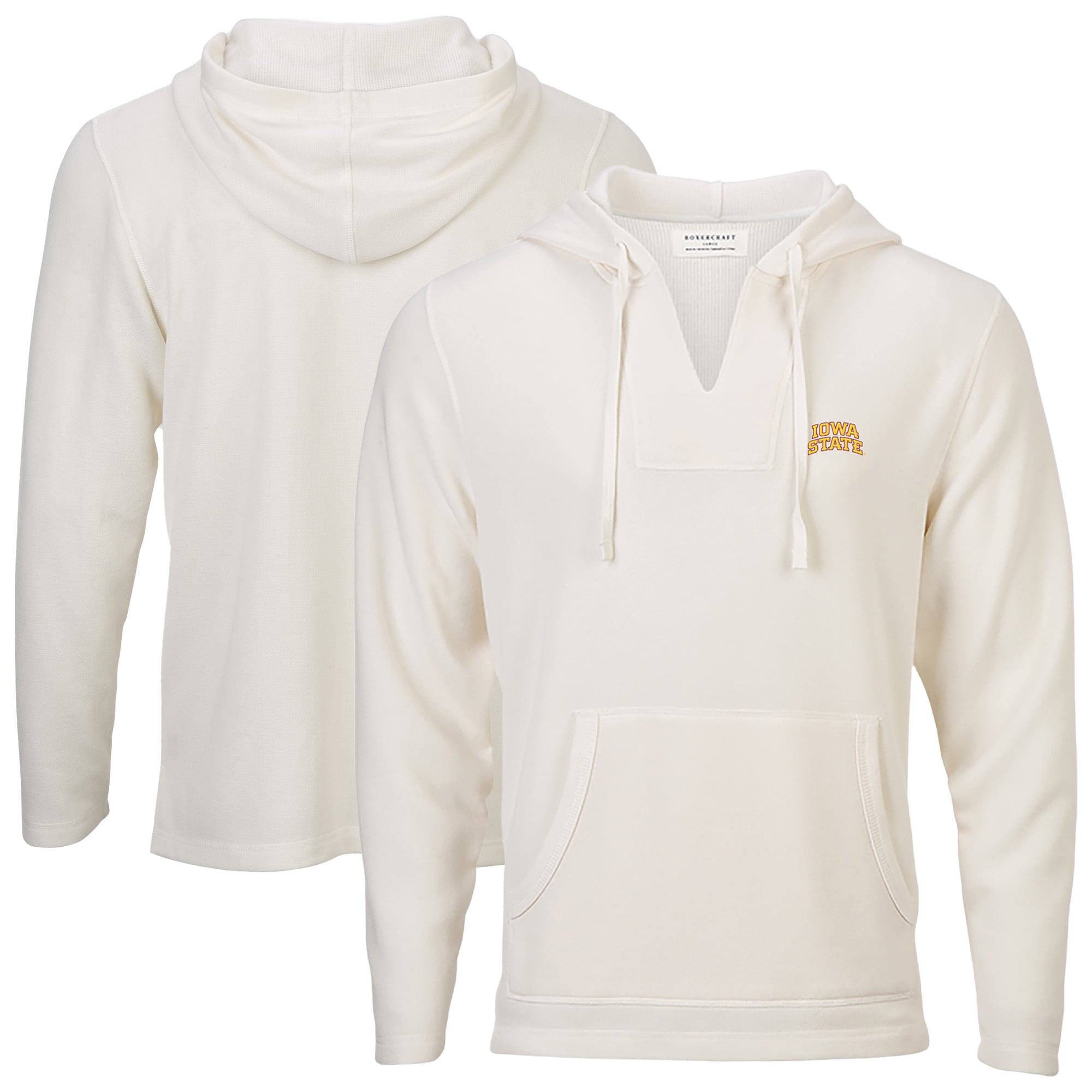 Women's Boxercraft White Iowa State Cyclones Baja Fleece V-Neck Pullover Hoodie