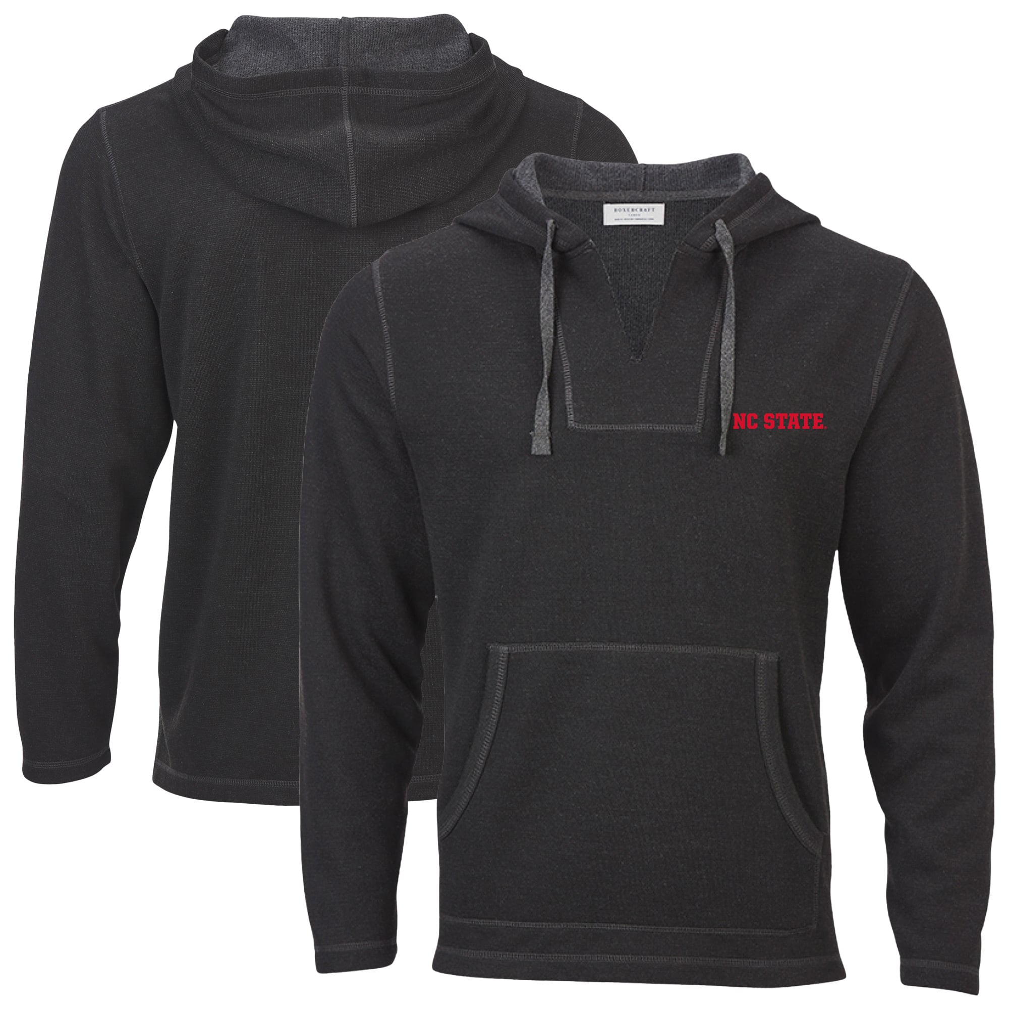 Women's Boxercraft Black NC State Wolfpack Baja Fleece V-Neck Pullover Hoodie