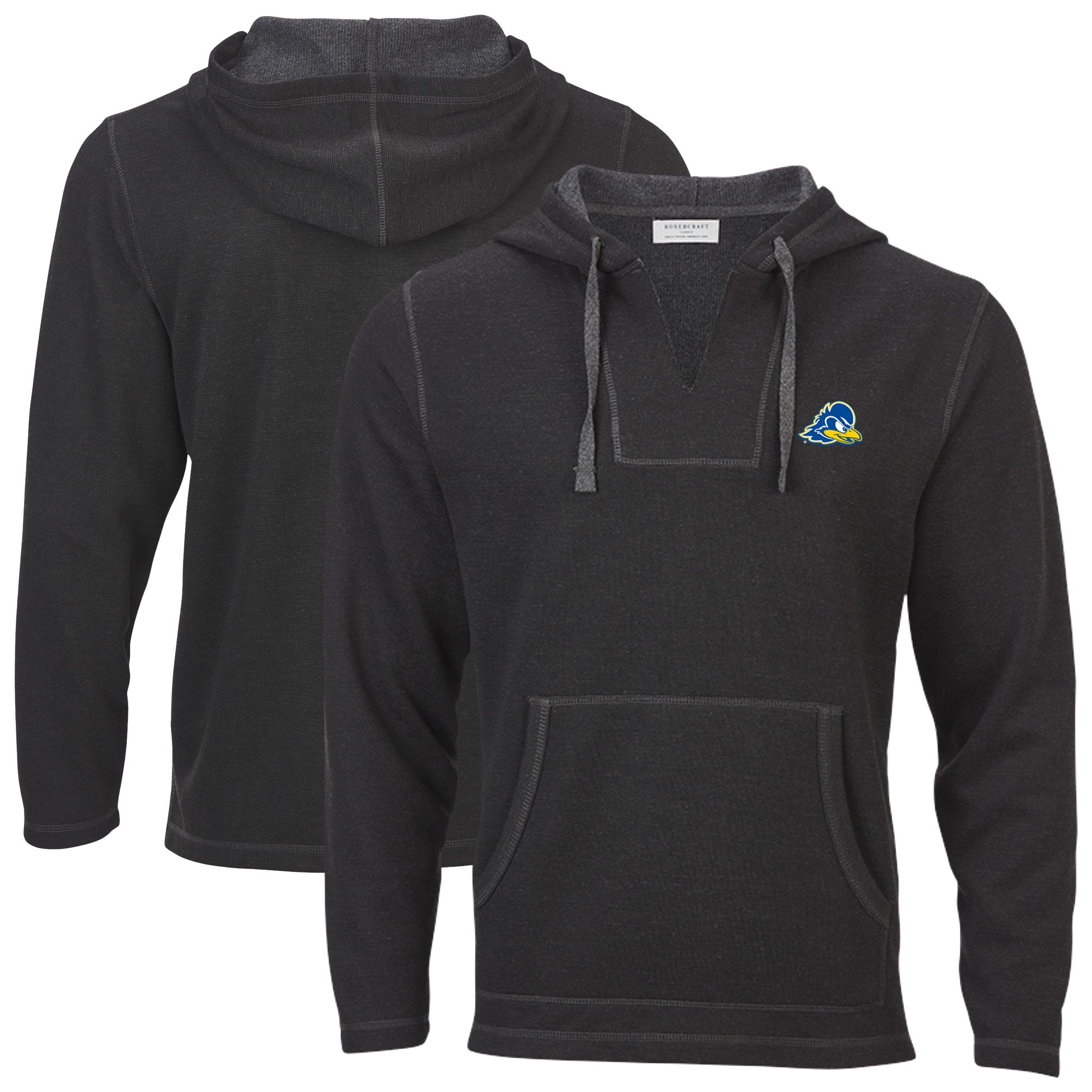 Women's Boxercraft Black Delaware Fightin' Blue Hens Baja Fleece V-Neck Pullover Hoodie