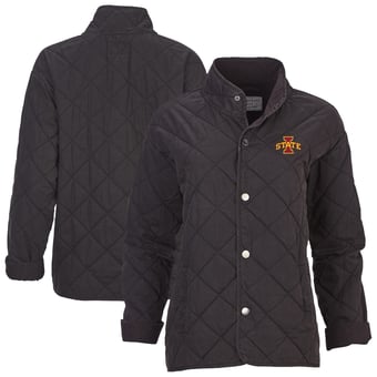 Women's Boxercraft Black Iowa State Cyclones Quilted Market Full-Zip Jacket