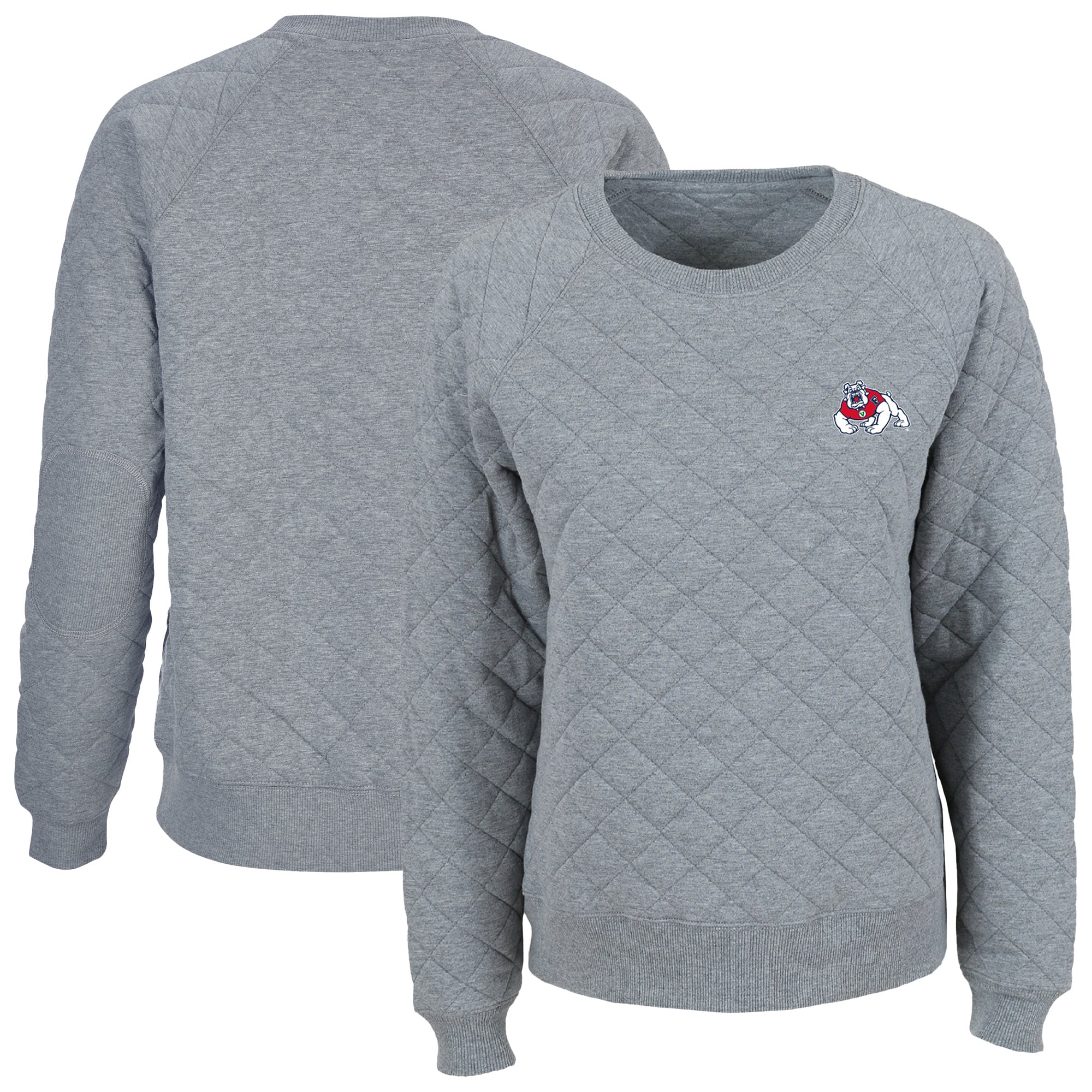 Women's Boxercraft Gray Fresno State Bulldogs Quilted Pullover Sweatshirt