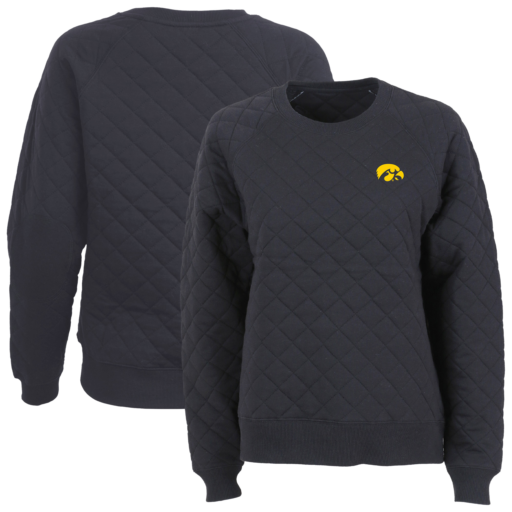 Women’s Boxercraft Black Iowa Hawkeyes Quilted Pullover Sweatshirt