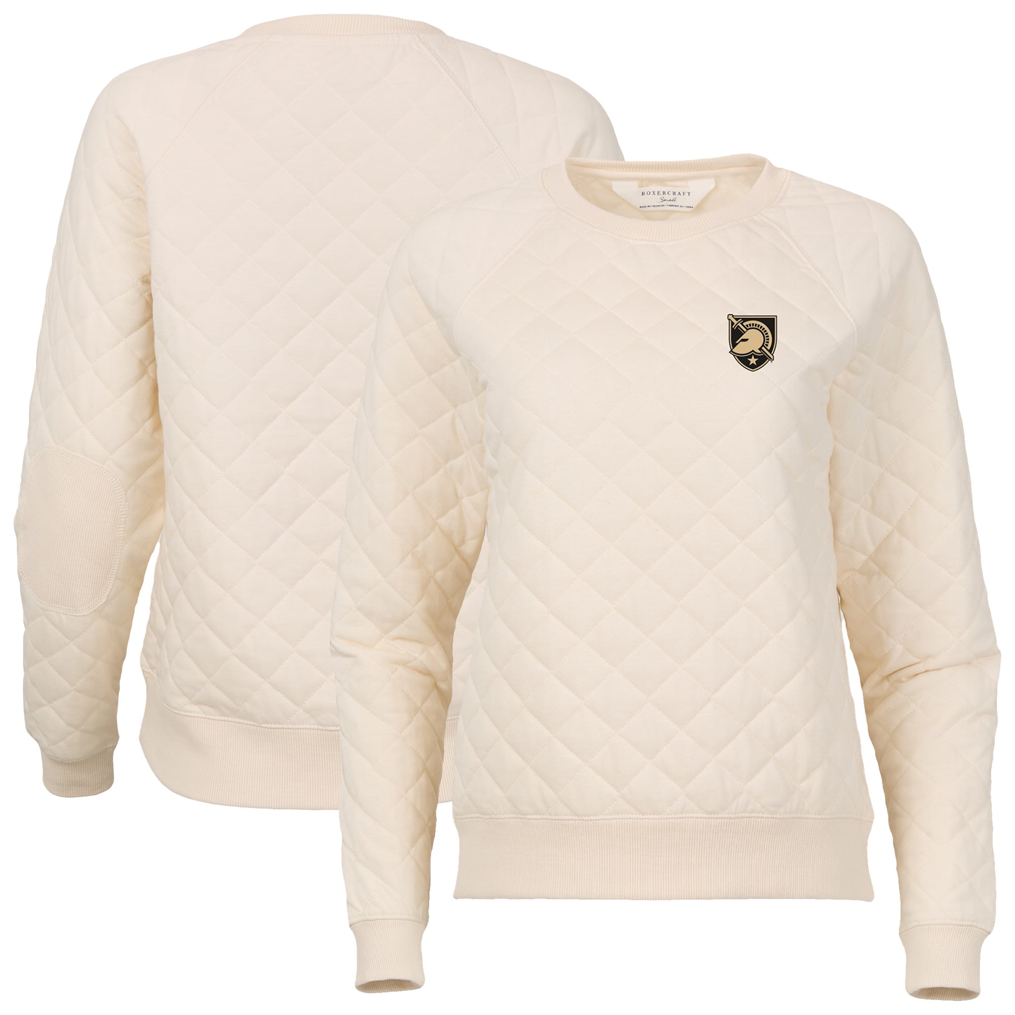 Women's Boxercraft Cream Army Black Knights Quilted Pullover Sweatshirt