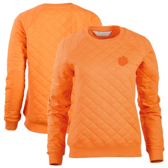 Women's Boxercraft Orange Clemson Tigers Quilted Pullover Sweatshirt