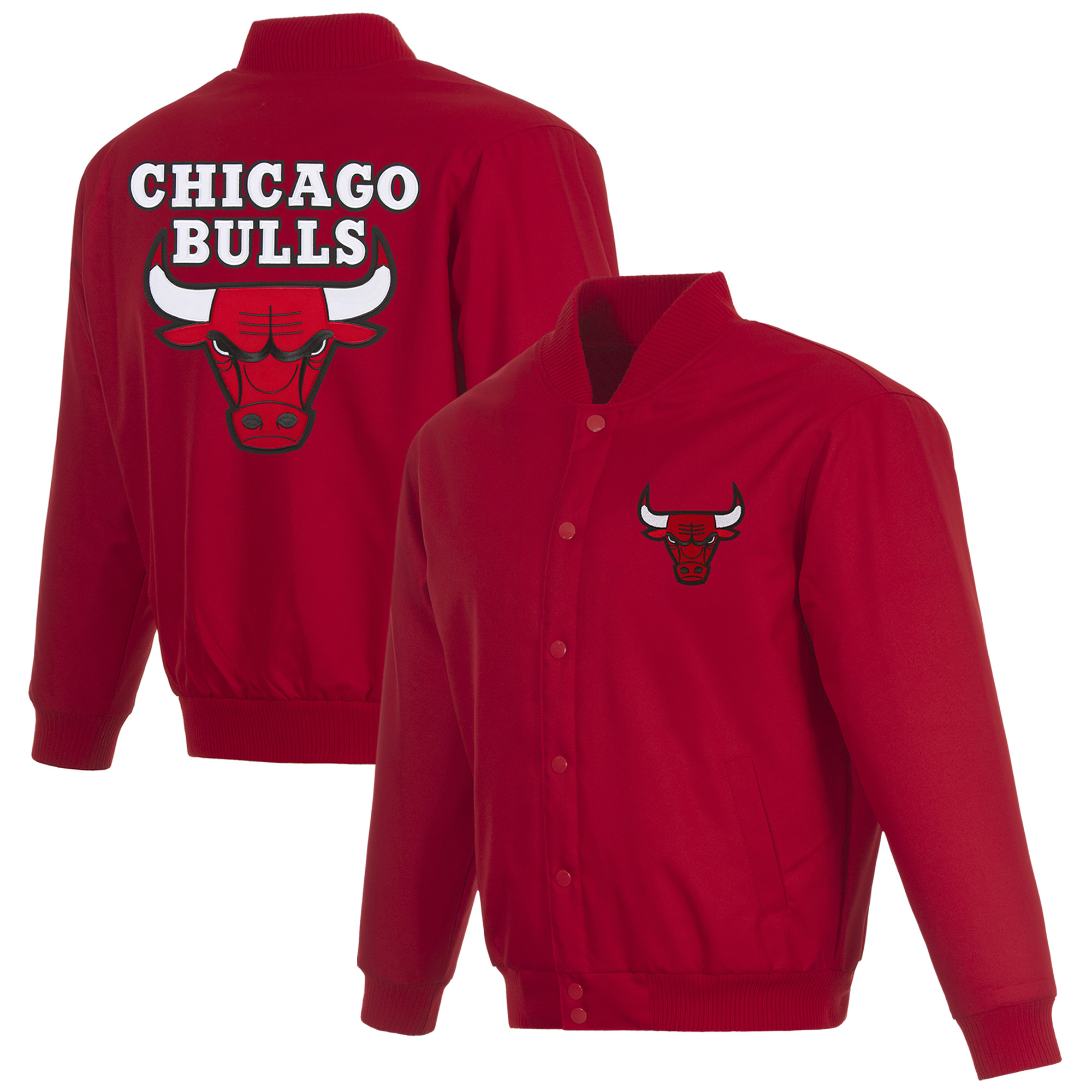Men's JH Design Red Chicago Bulls Poly-Twill Full-Snap Jacket