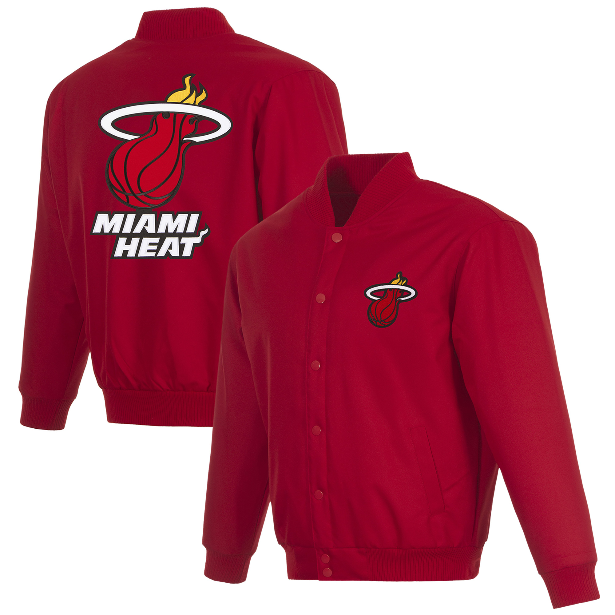 Men's JH Design Red Miami Heat Poly-Twill Full-Snap Jacket