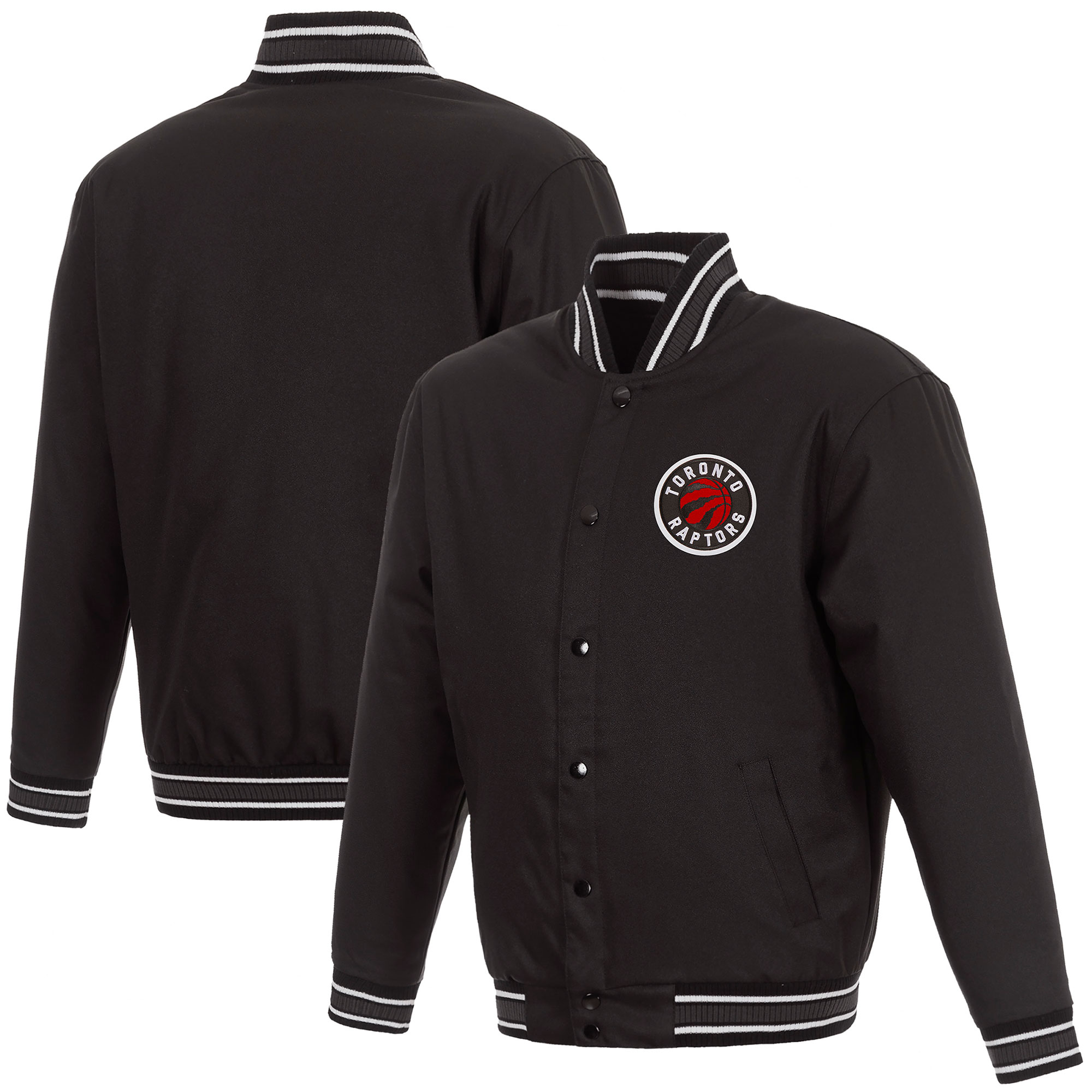 Men's JH Design Black Toronto Raptors Poly-Twill Full-Snap Jacket