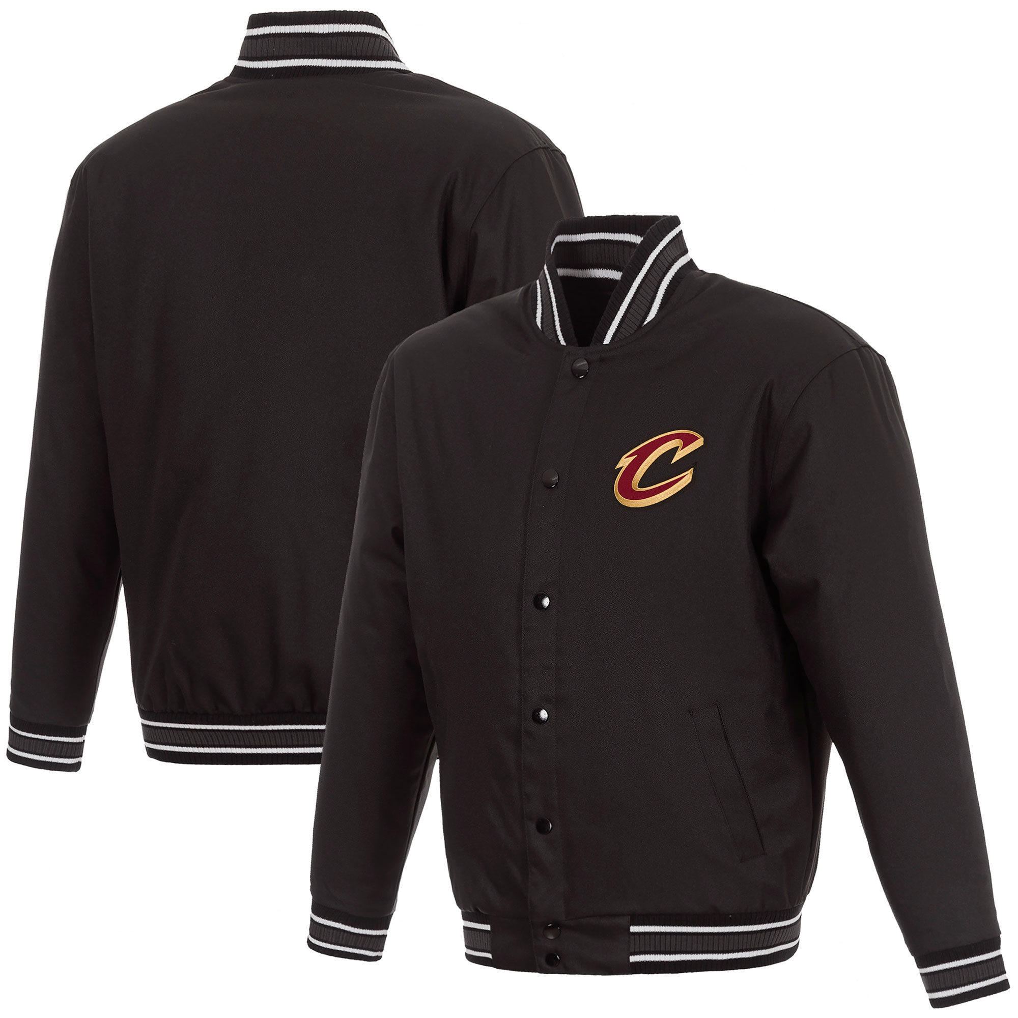 Men's JH Design Black Cleveland Cavaliers Poly-Twill Full-Snap Jacket