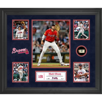 Matt Olson Atlanta Braves Framed 5-Photo Collage with a Piece of Game-Used Ball