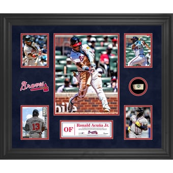 Ronald Acuna Jr. Atlanta Braves Framed 5-Photo Collage with a Piece of Game-Used Ball