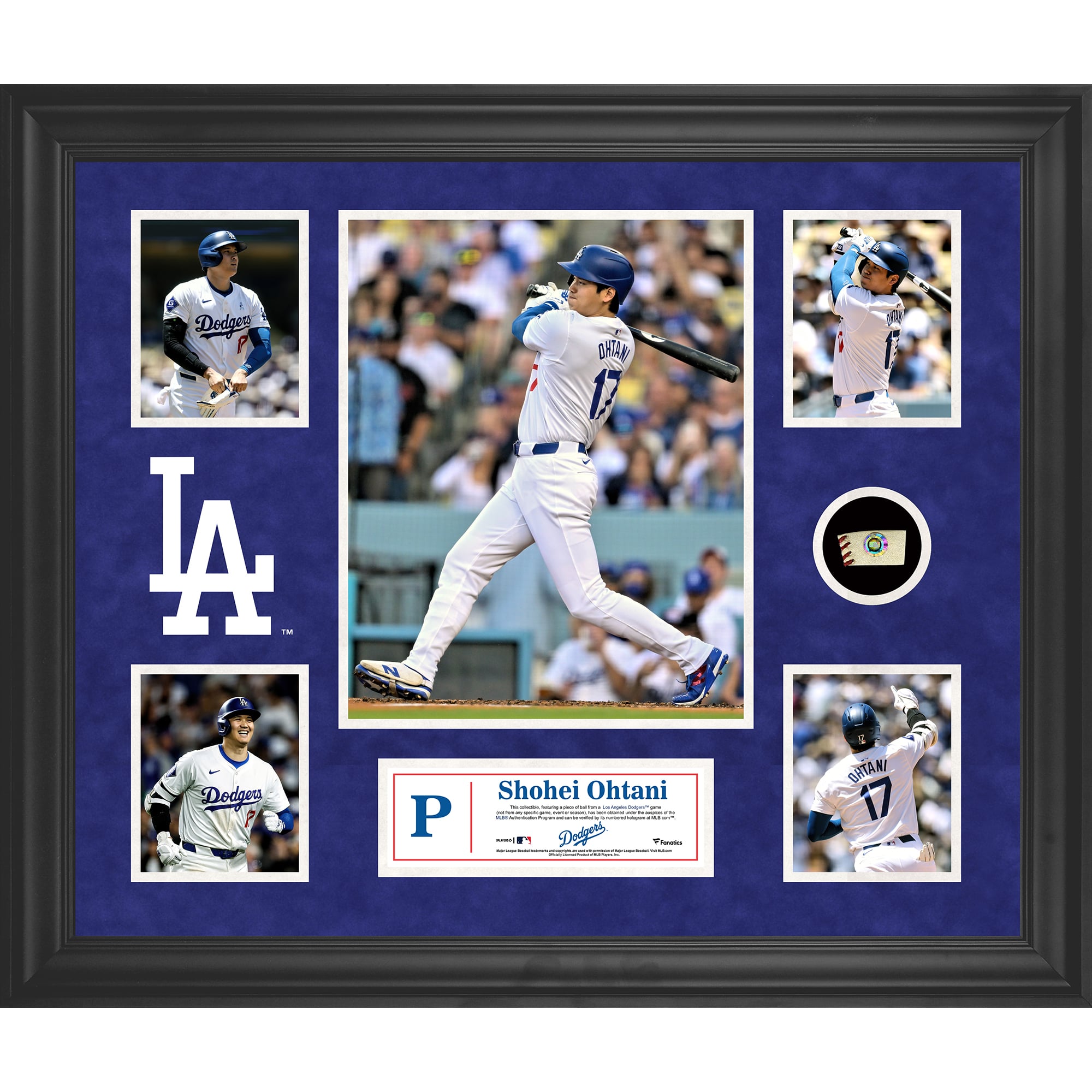 Shohei Ohtani Los Angeles Dodgers Framed 5-Photo Collage with a Piece of Game-Used Ball
