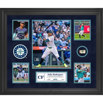 Julio Rodriguez Seattle Mariners Framed 5-Photo Collage with a Piece of Game-Used Ball