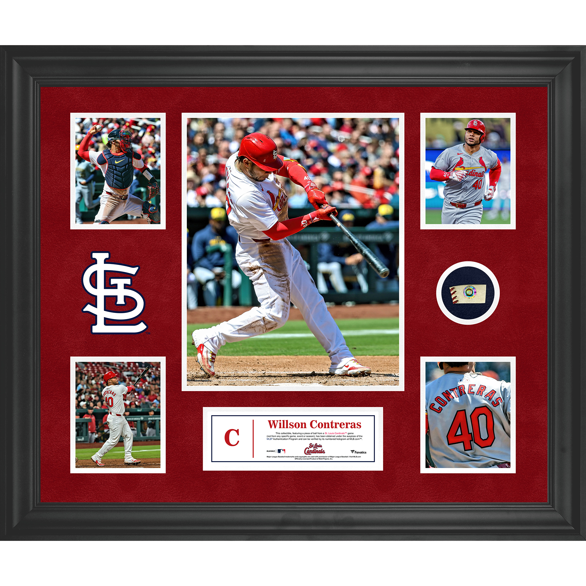 Willson Contreras St. Louis Cardinals Framed 5-Photo Collage with a Piece of Game-Used Ball