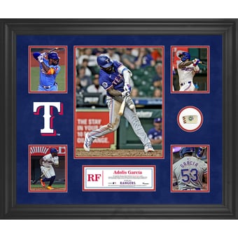 Adolis Garcia Texas Rangers Framed 5-Photo Collage with a Piece of Game-Used Ball