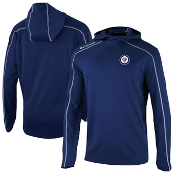 Men's Columbia Navy Winnipeg Jets Shotgun Omni-Wick Pullover Hoodie