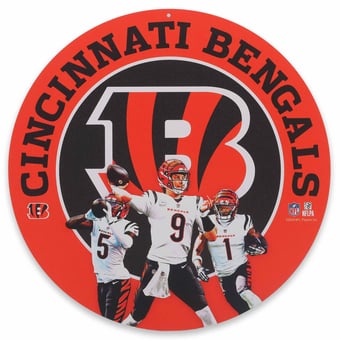Cincinnati Bengals Team Stars 11" Round Metal Sign