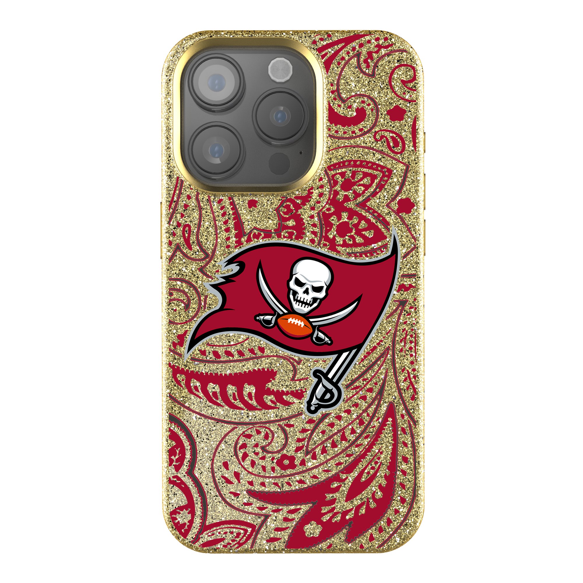 Keyscaper - NFL - Tampa Bay Buccaneers Paisley Bling iPhone Case - 16 Pro Max - Gold