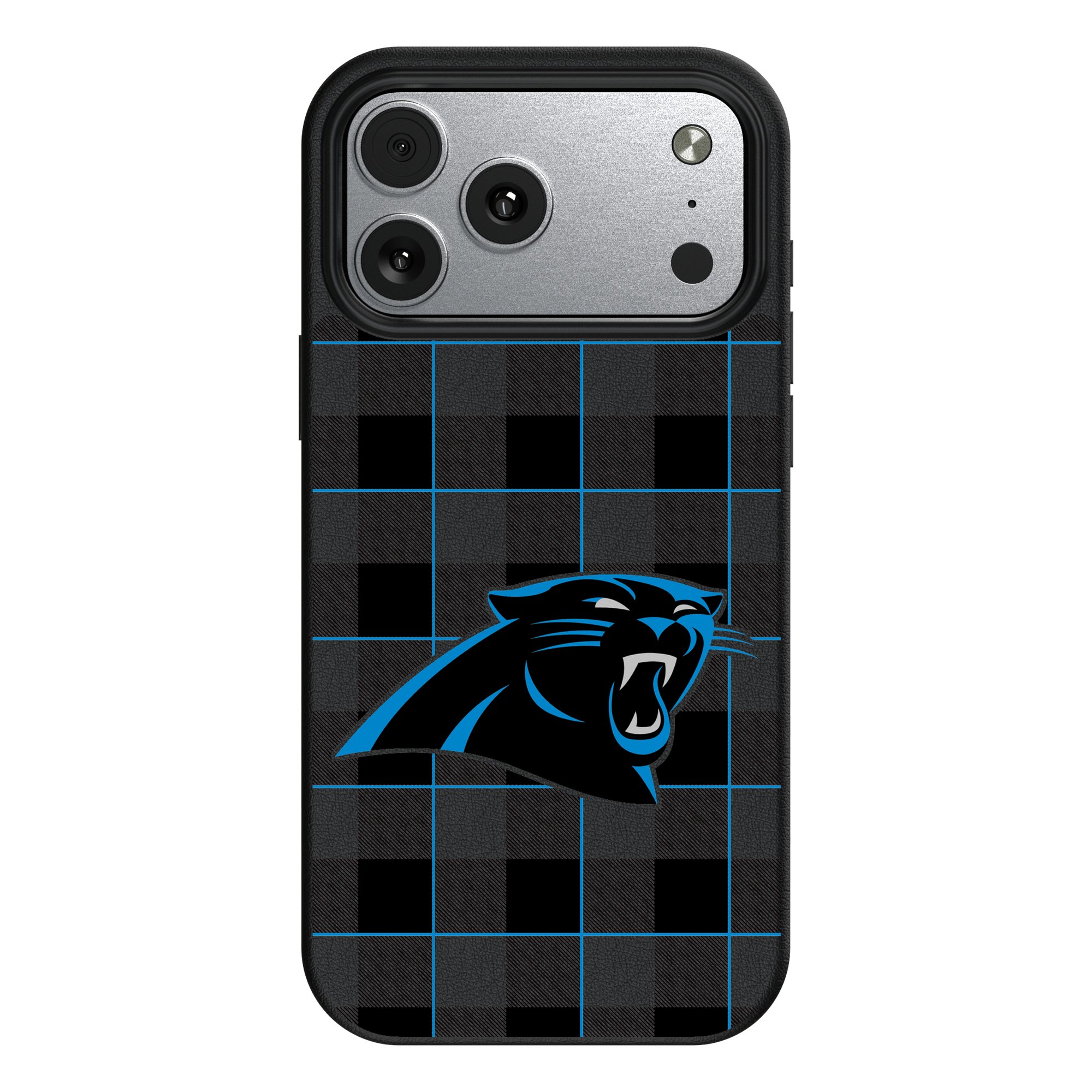 Keyscaper - NFL - Carolina Panthers Plaid Magnetic Bump iPhone Case - 15 - Black