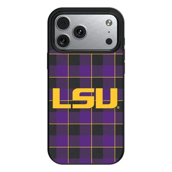 Keyscaper LSU Tigers Plaid Magnetic Bump iPhone Case