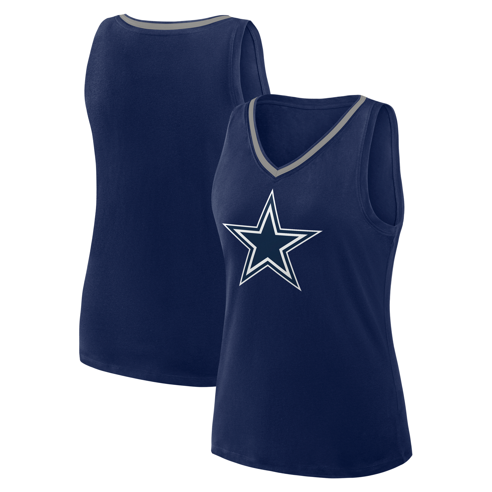 Women's Logo Athletic Navy Dallas Cowboys Plus Size Stellar Win V-Neck Tank Top