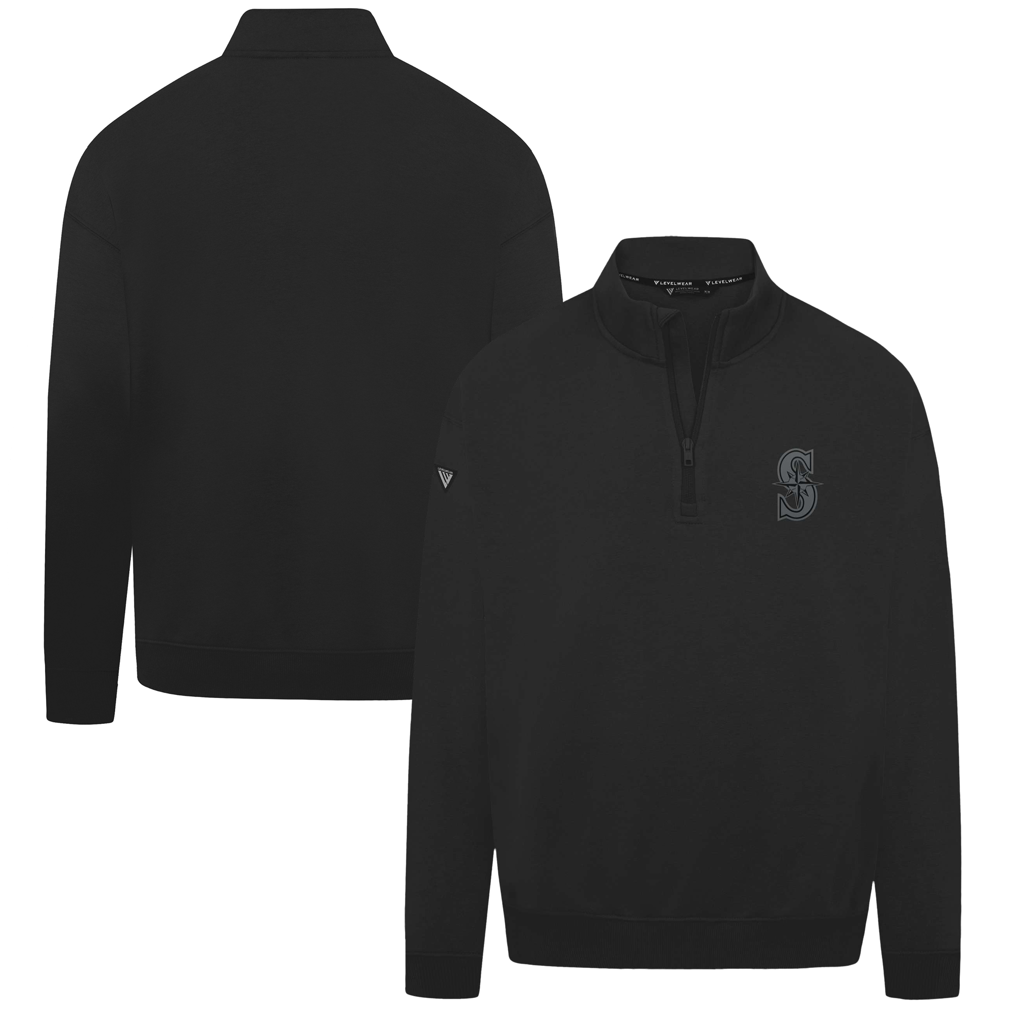 Men’s Levelwear Black Seattle Mariners Murray Nightfall Quarter-Zip Top Men’s Levelwear Black Seattle Mariners Murray Nightfall Quarter-Zip Top