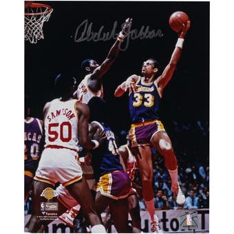 Kareem Abdul-Jabbar Los Angeles Lakers Autographed 8" x 10" Sky Hook vs. Houston Rockets Photograph