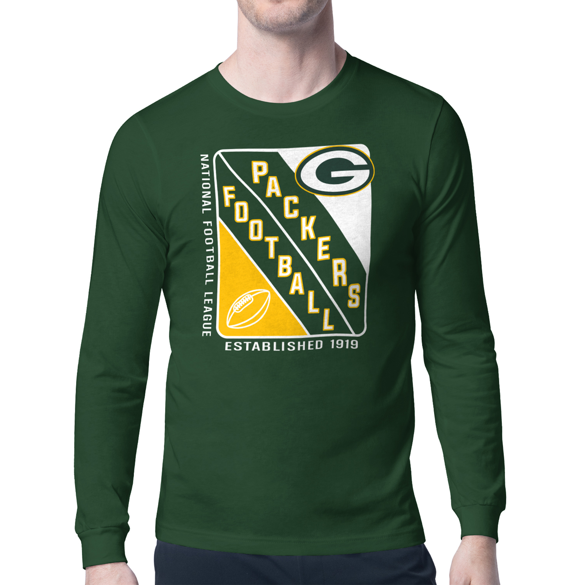 Men's Starter Olive Green Bay Packers Shield Logo Long Sleeve T-Shirt