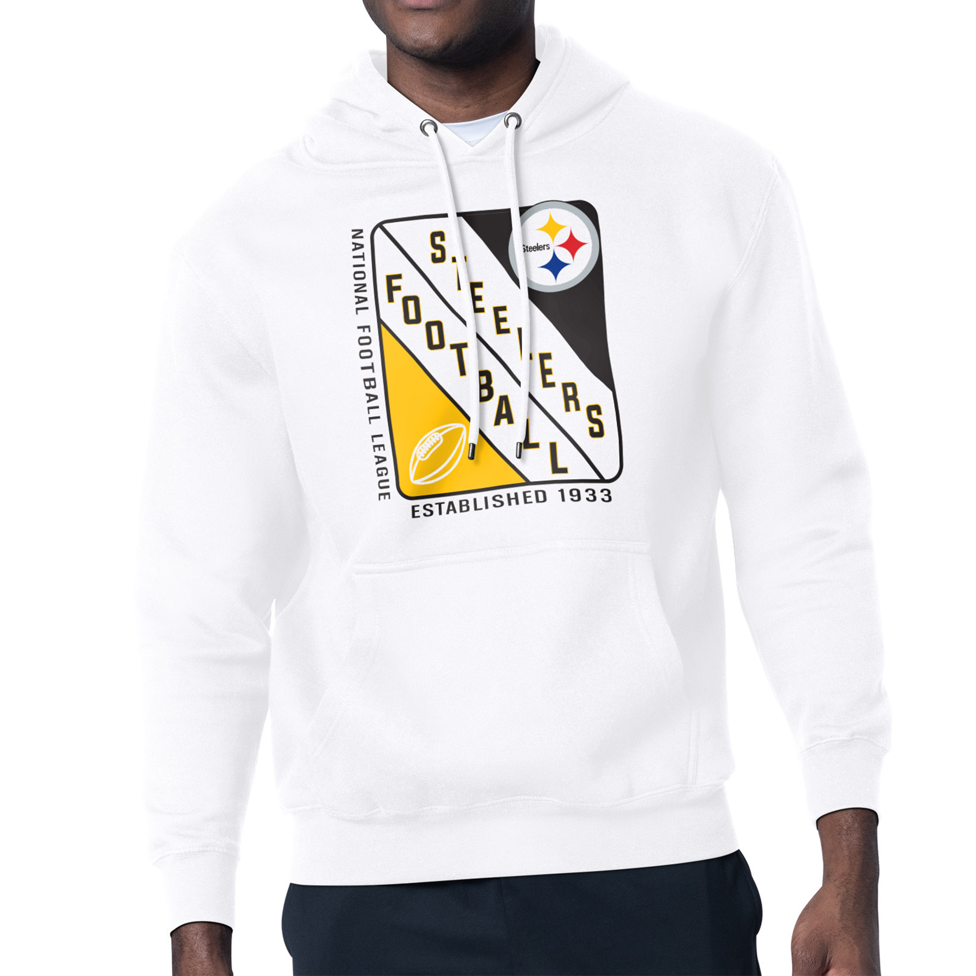 Men's Starter White Pittsburgh Steelers Shield Logo Pullover Hoodie