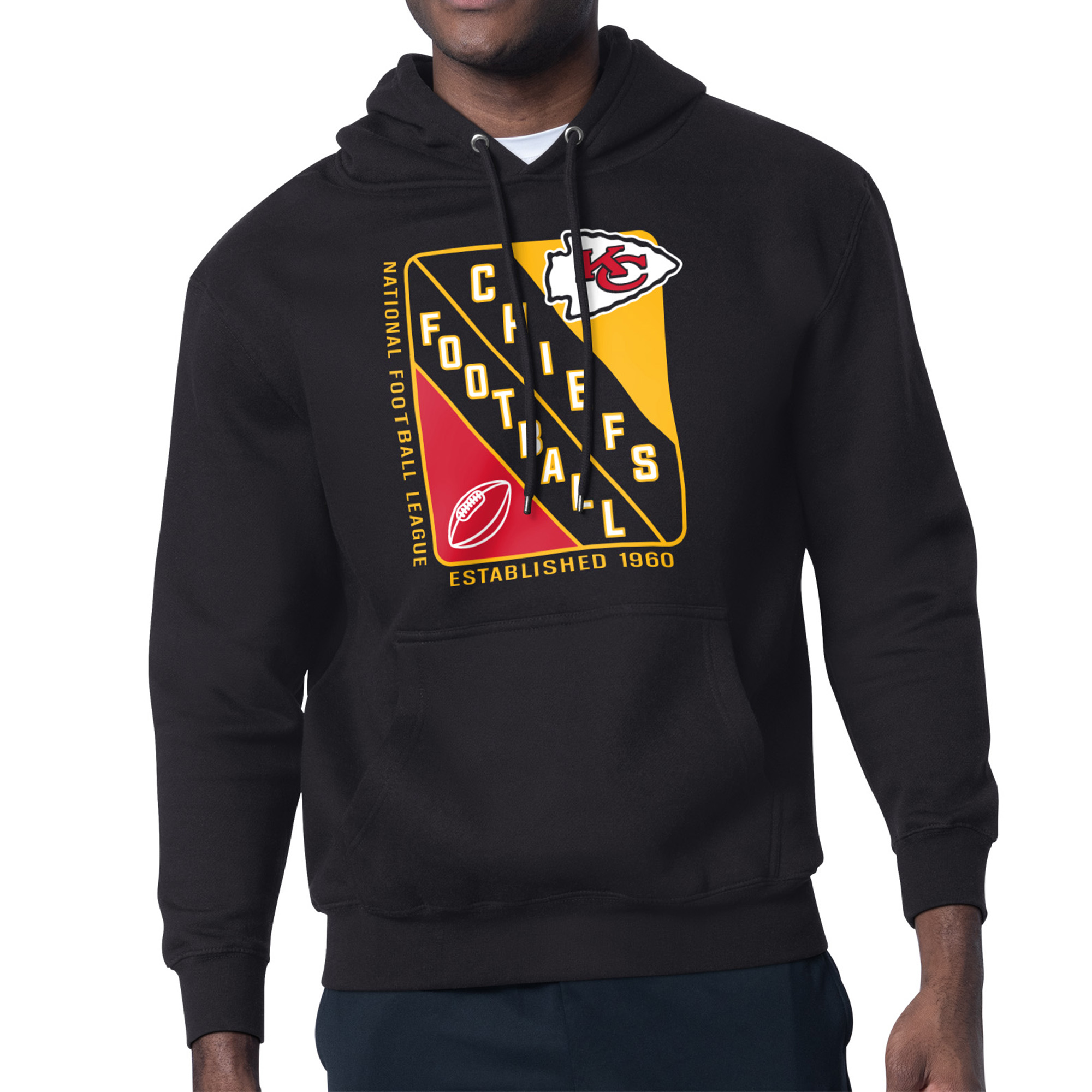 Men's Starter Black Kansas City Chiefs Shield Logo Pullover Hoodie