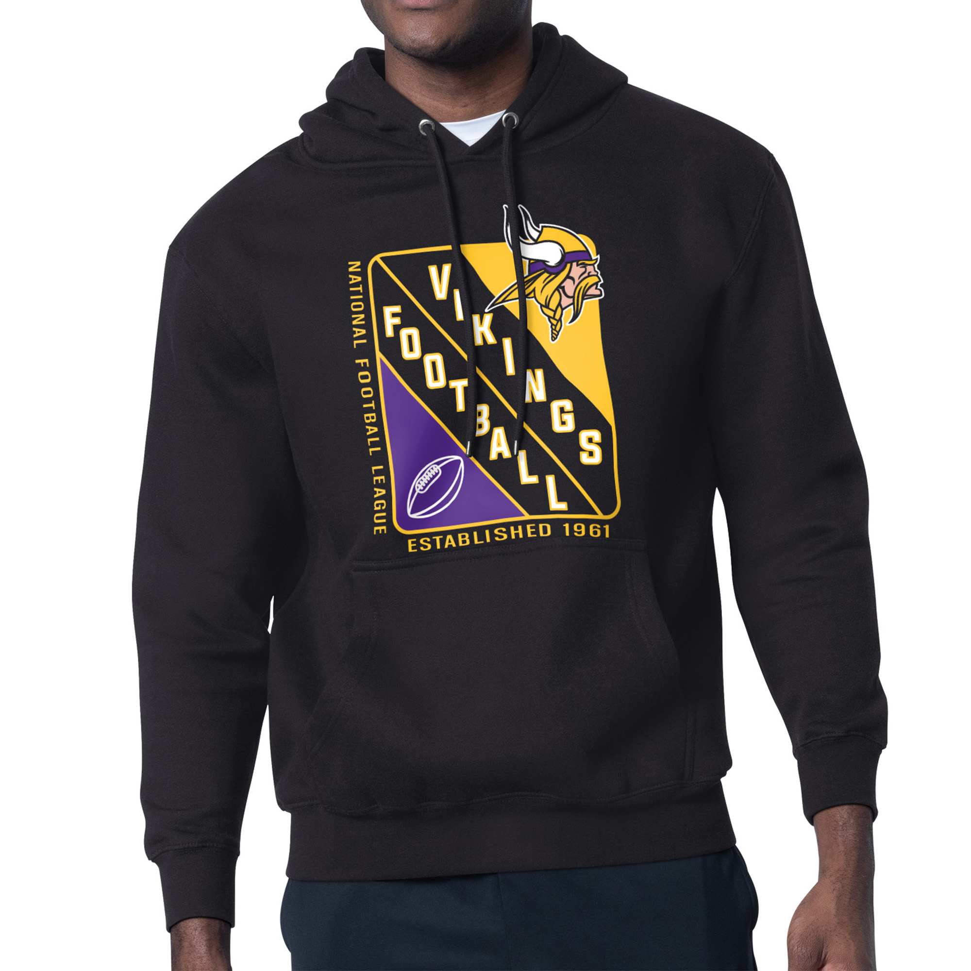Men's Starter Black Minnesota Vikings Shield Logo Pullover Hoodie