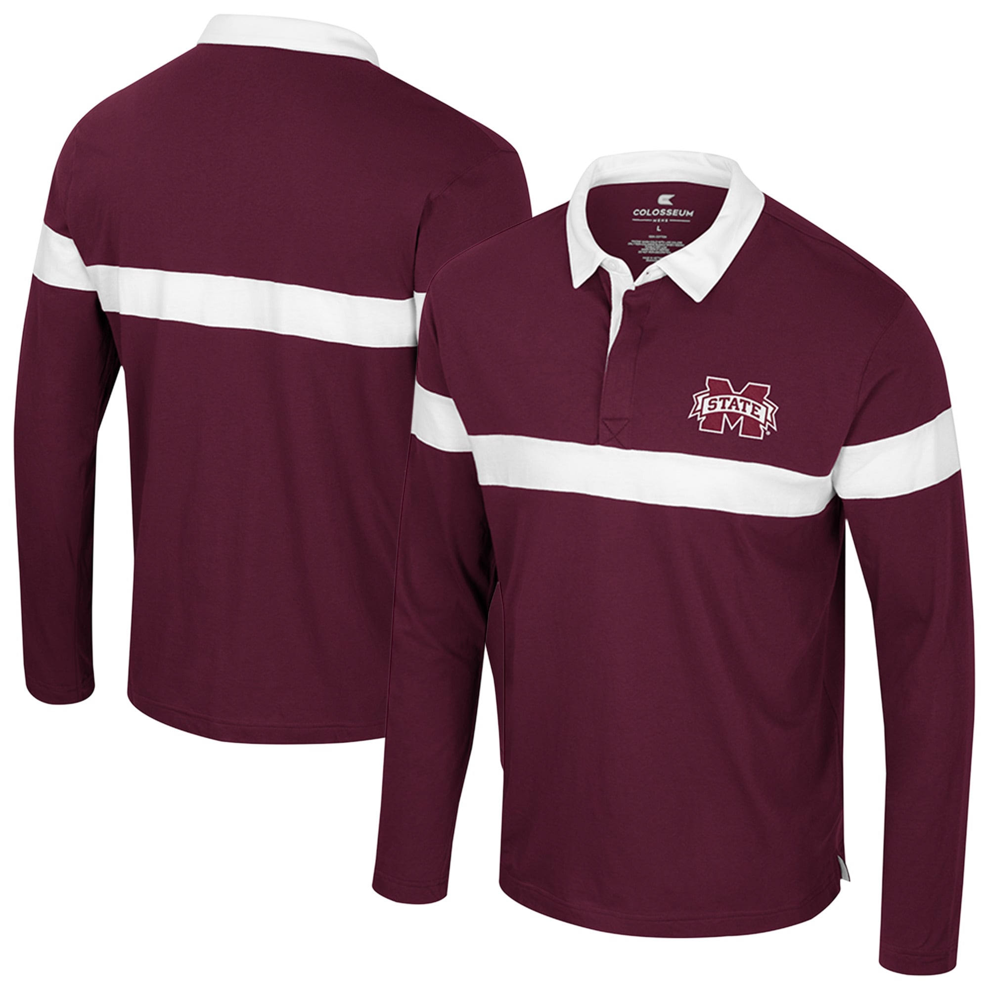 Men's Colosseum  Maroon Mississippi State Bulldogs Too Cool For School Long Sleeve Polo