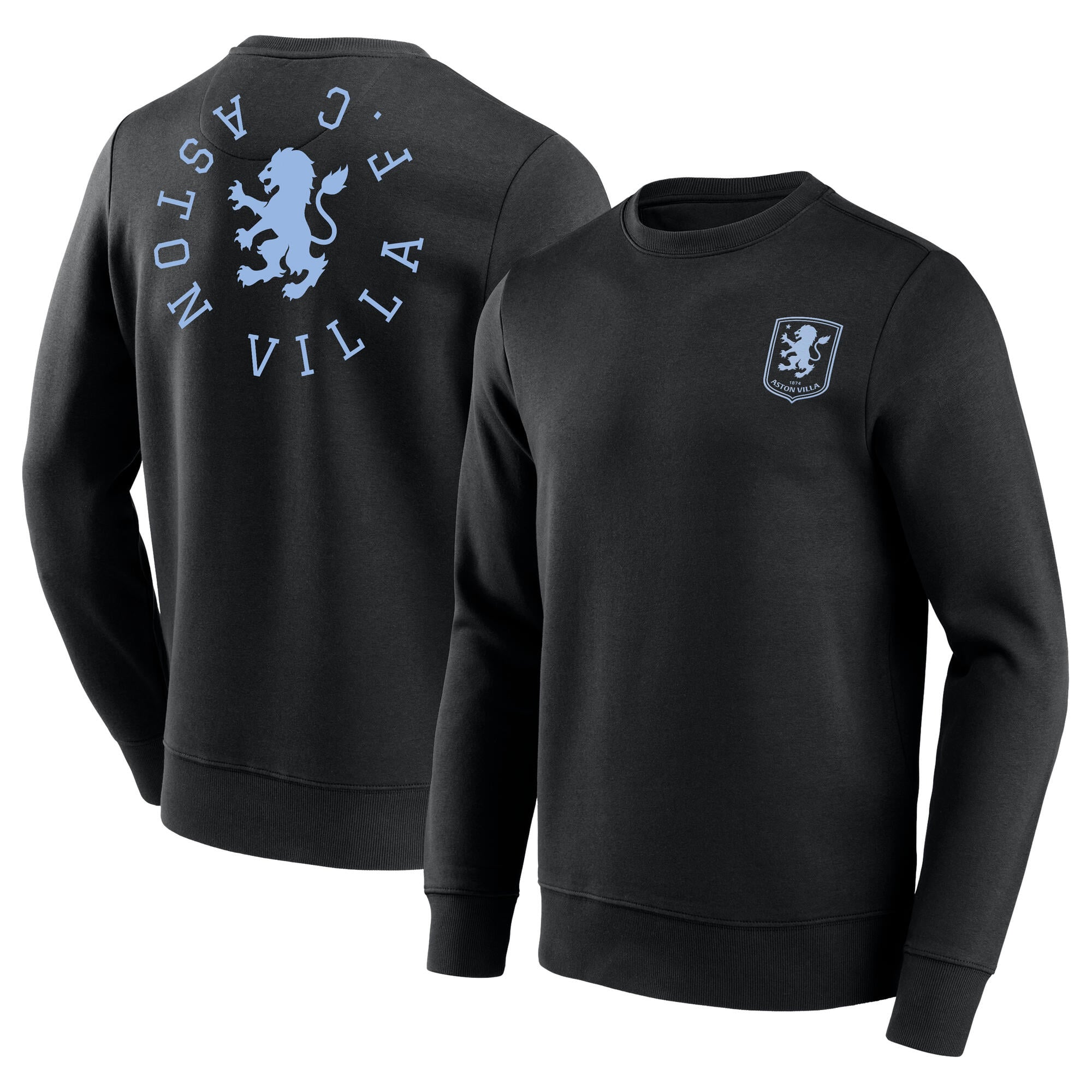 Aston Villa Loop Graphic Crew Sweatshirt - Black - Mens