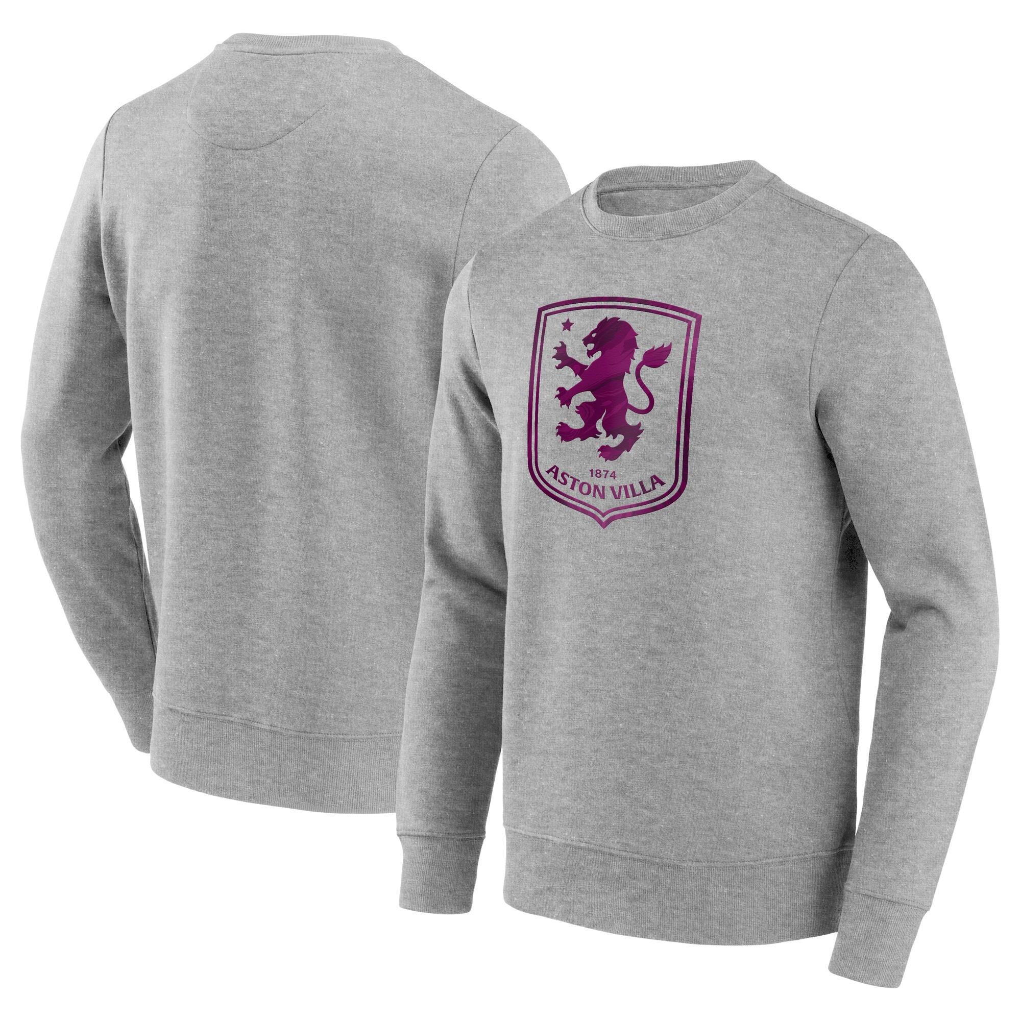 Sweat-shirt ras du cou avec logo Marble Aston Villa - Gris sport - Homme