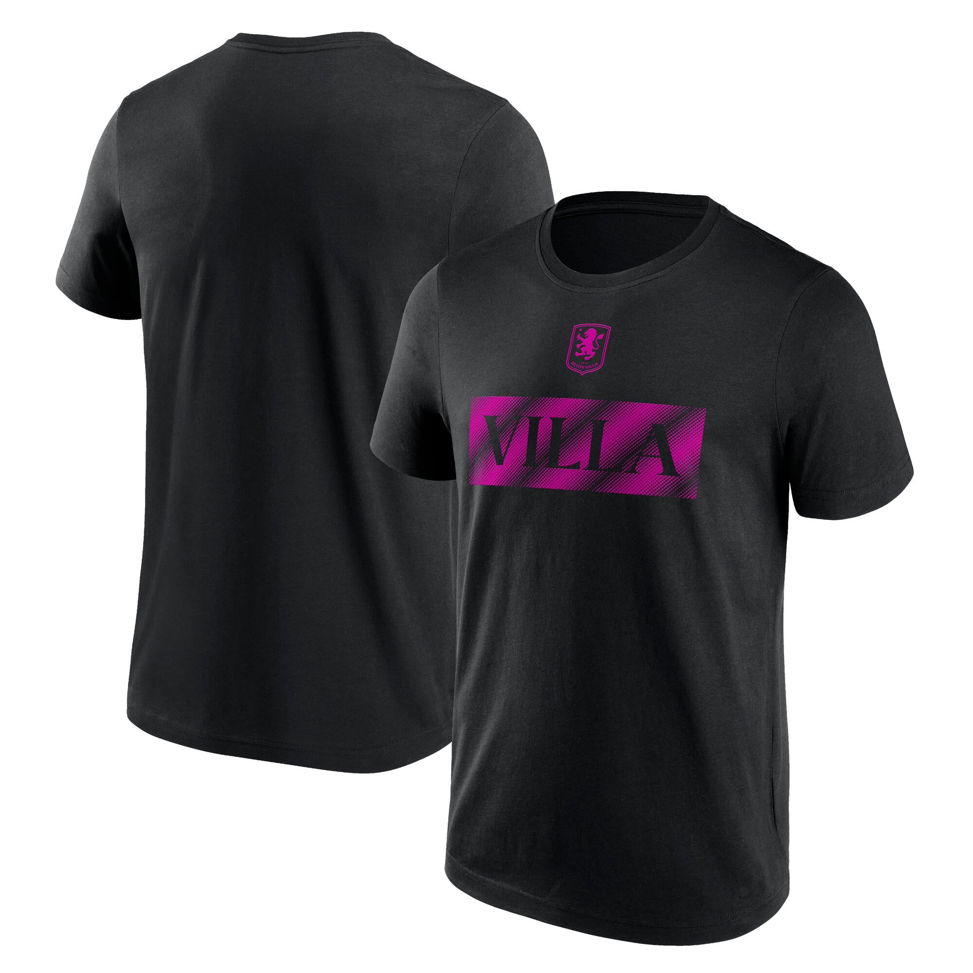 Aston Villa Shimmer Stencil Graphic T-Shirt - Black - Mens