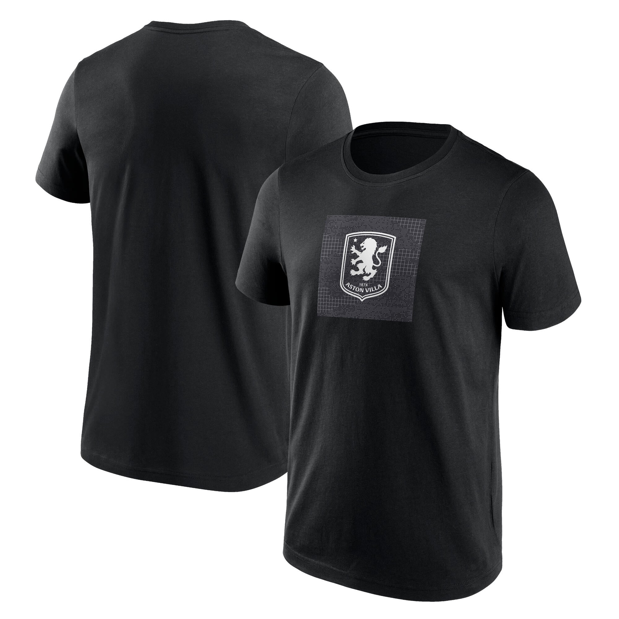 Aston Villa Tech Fill Logo Short Sleeve Graphic T-Shirt - Black - Mens