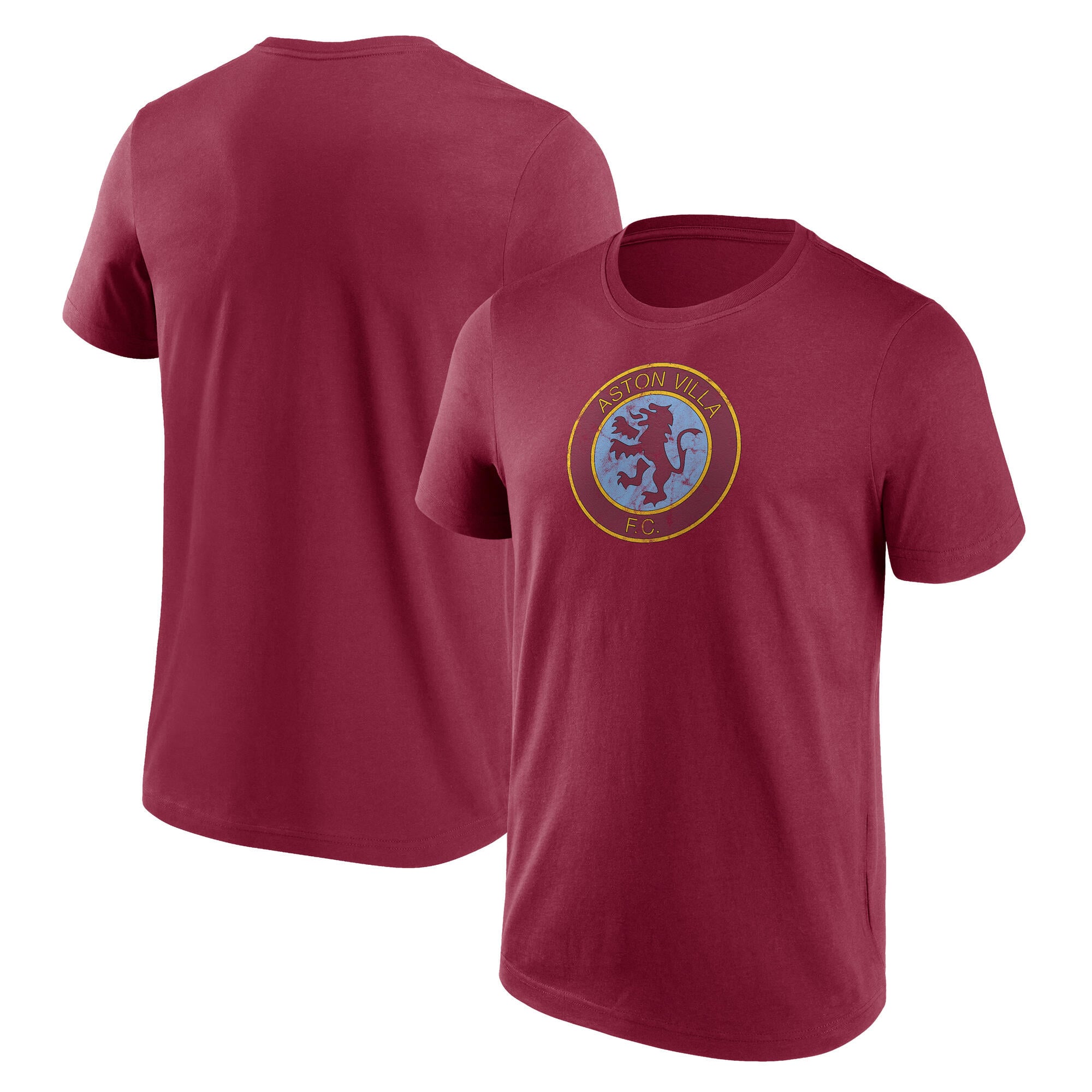 Camiseta gráfica con logotipo retro desgastado de Aston Villa - Claret - Hombre