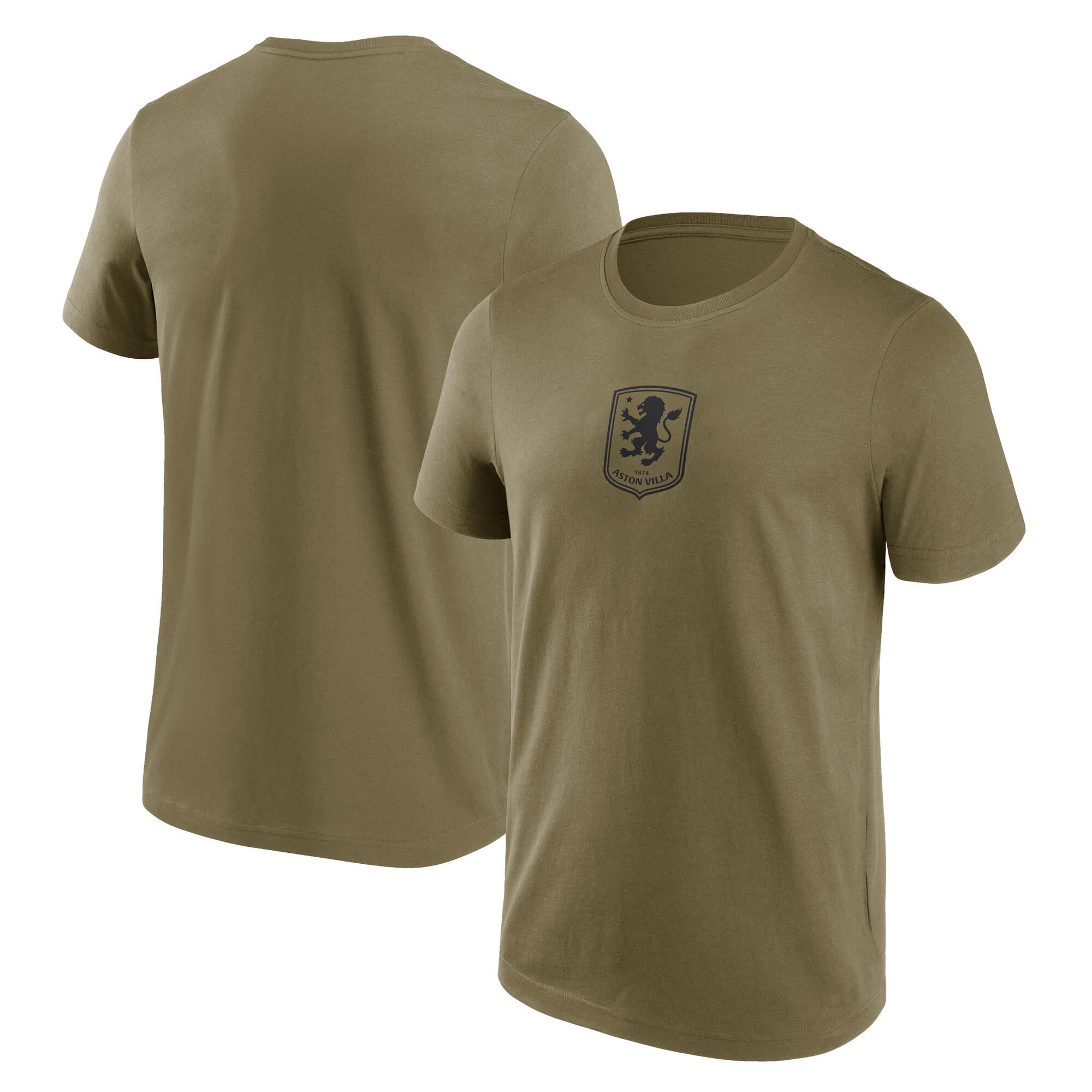 Camiseta gráfica con logotipo monocromático de Aston Villa - Caqui - Hombre
