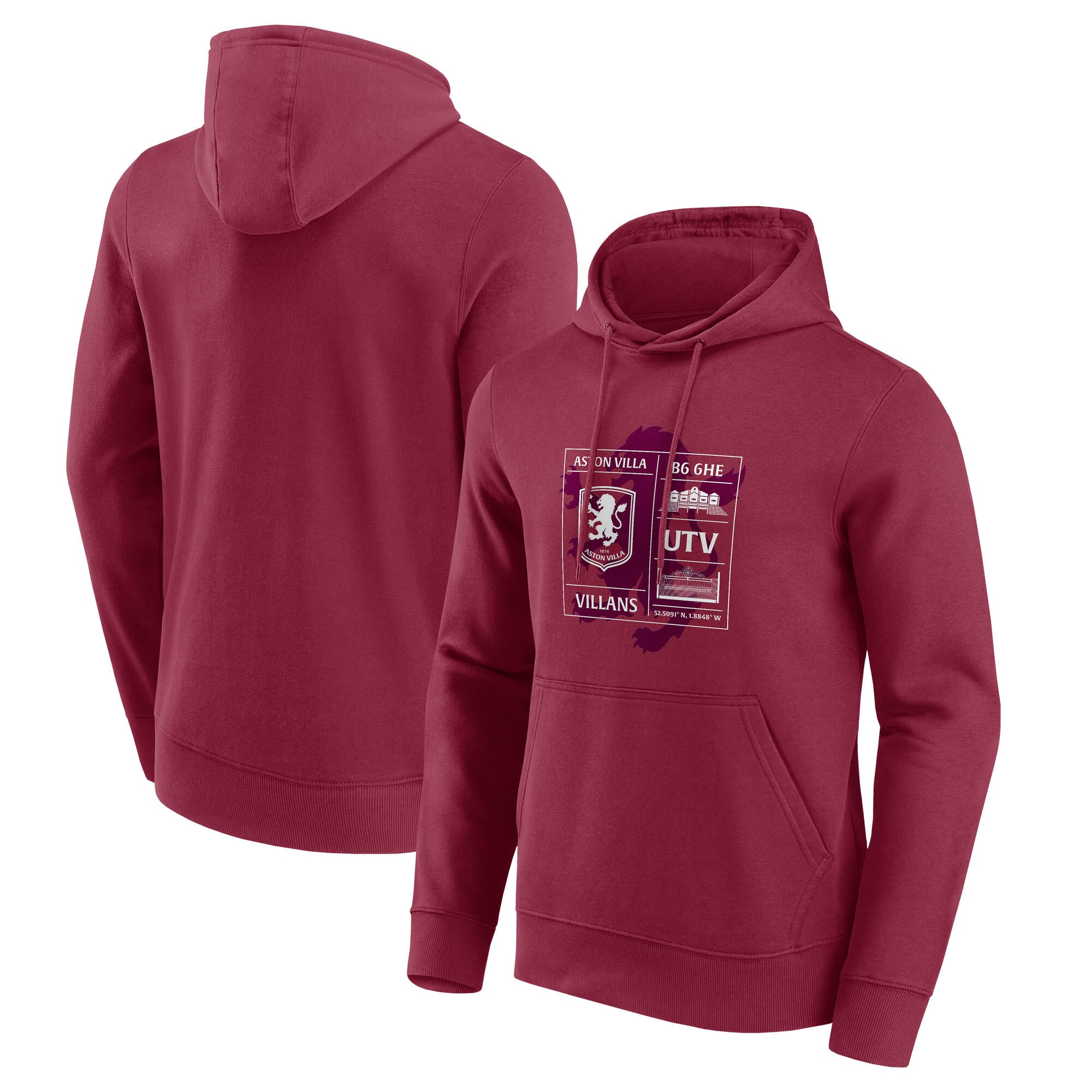 Sweat à capuche à logo graphique Life Aston Villa - Bordeaux - Homme