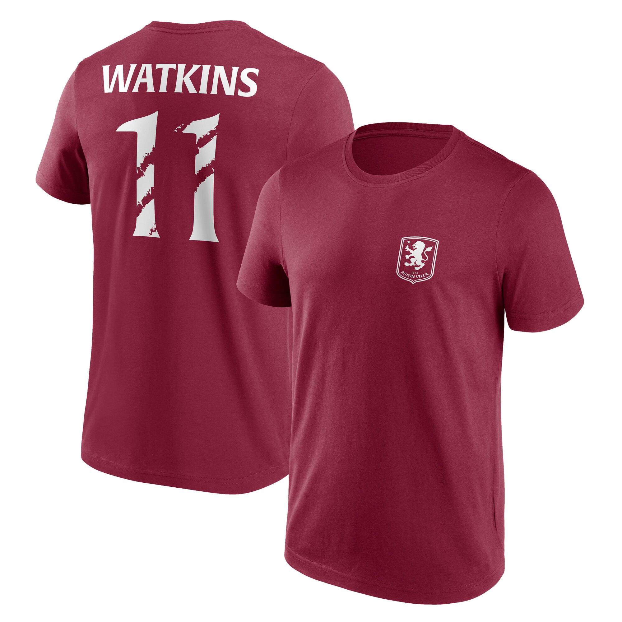 Camiseta gráfica con nombre y número de Aston Villa - Claret - Hombre