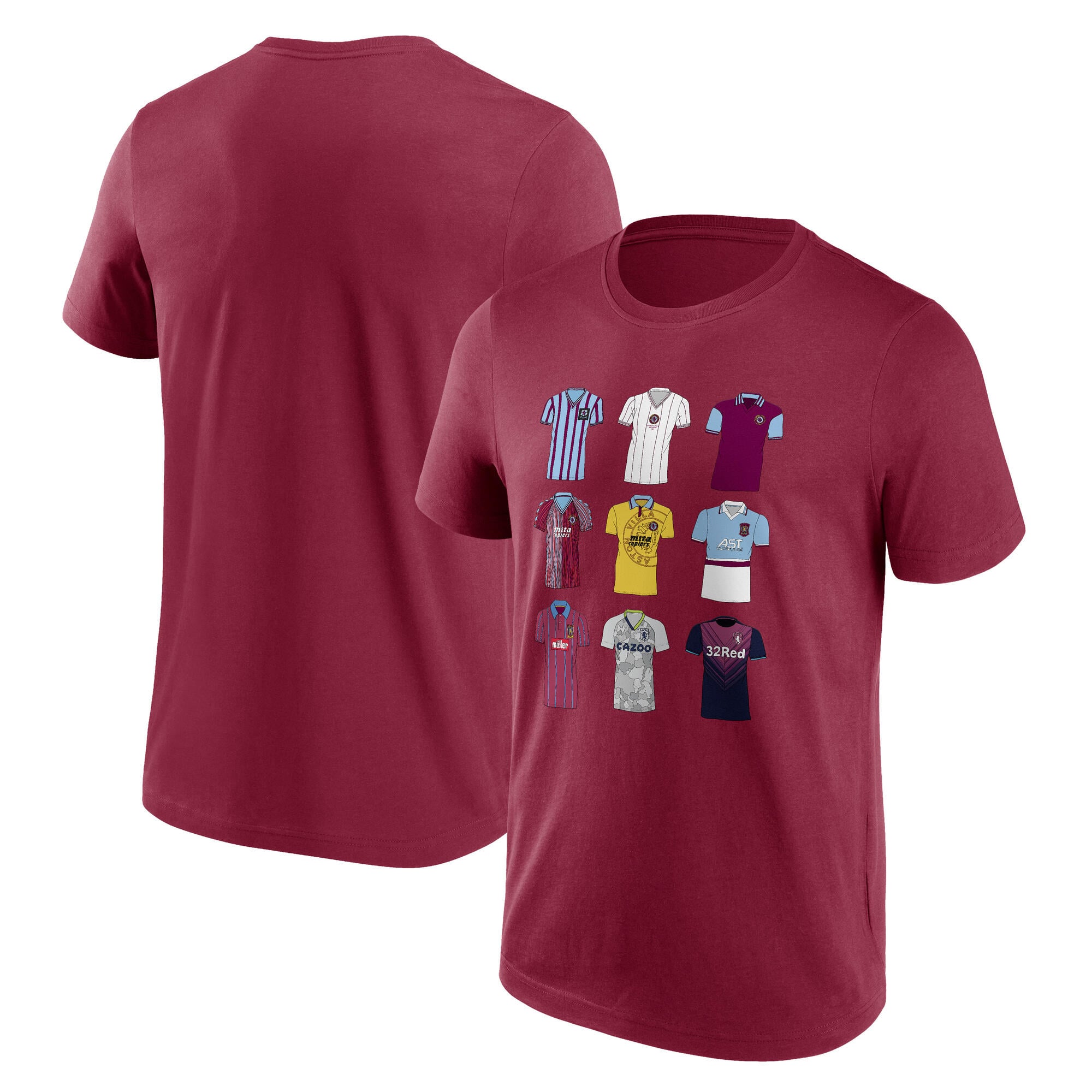 Camiseta de manga corta con gráfico History of Kits de Aston Villa - Claret - Hombre