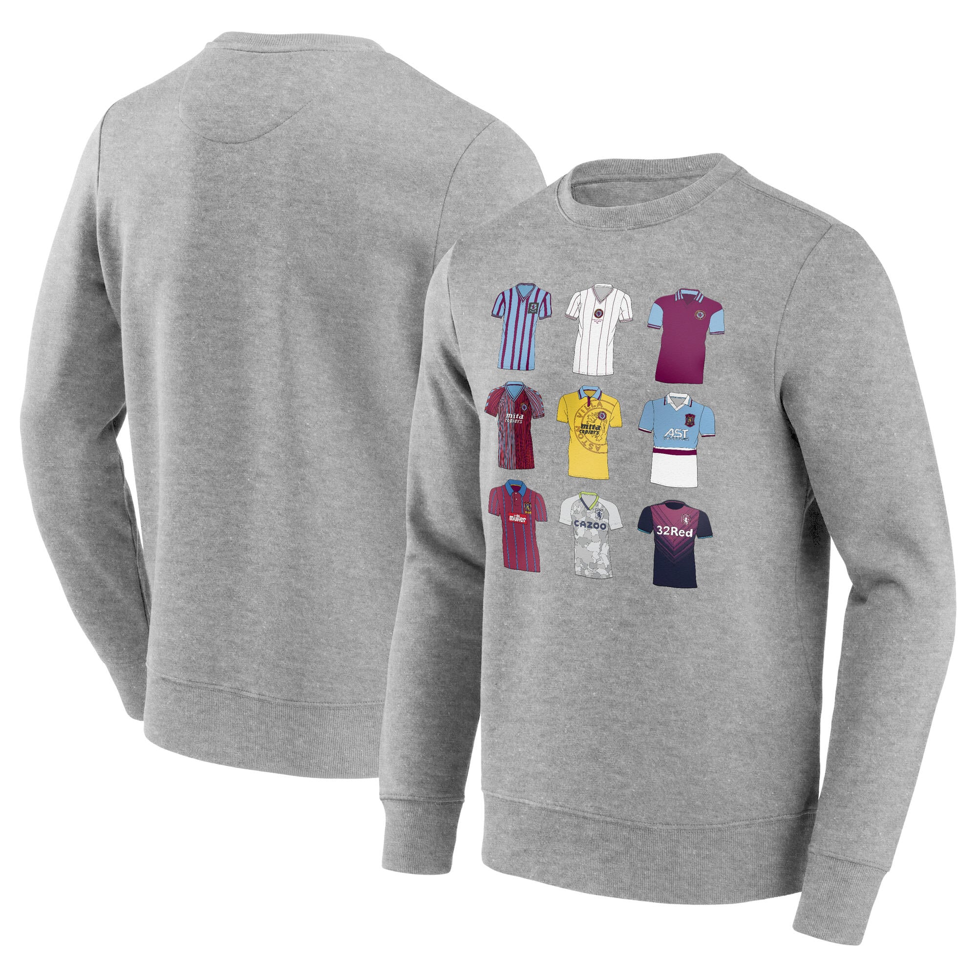 Sweat-shirt ras du cou graphique Aston Villa History of Kits - Gris sport - Homme