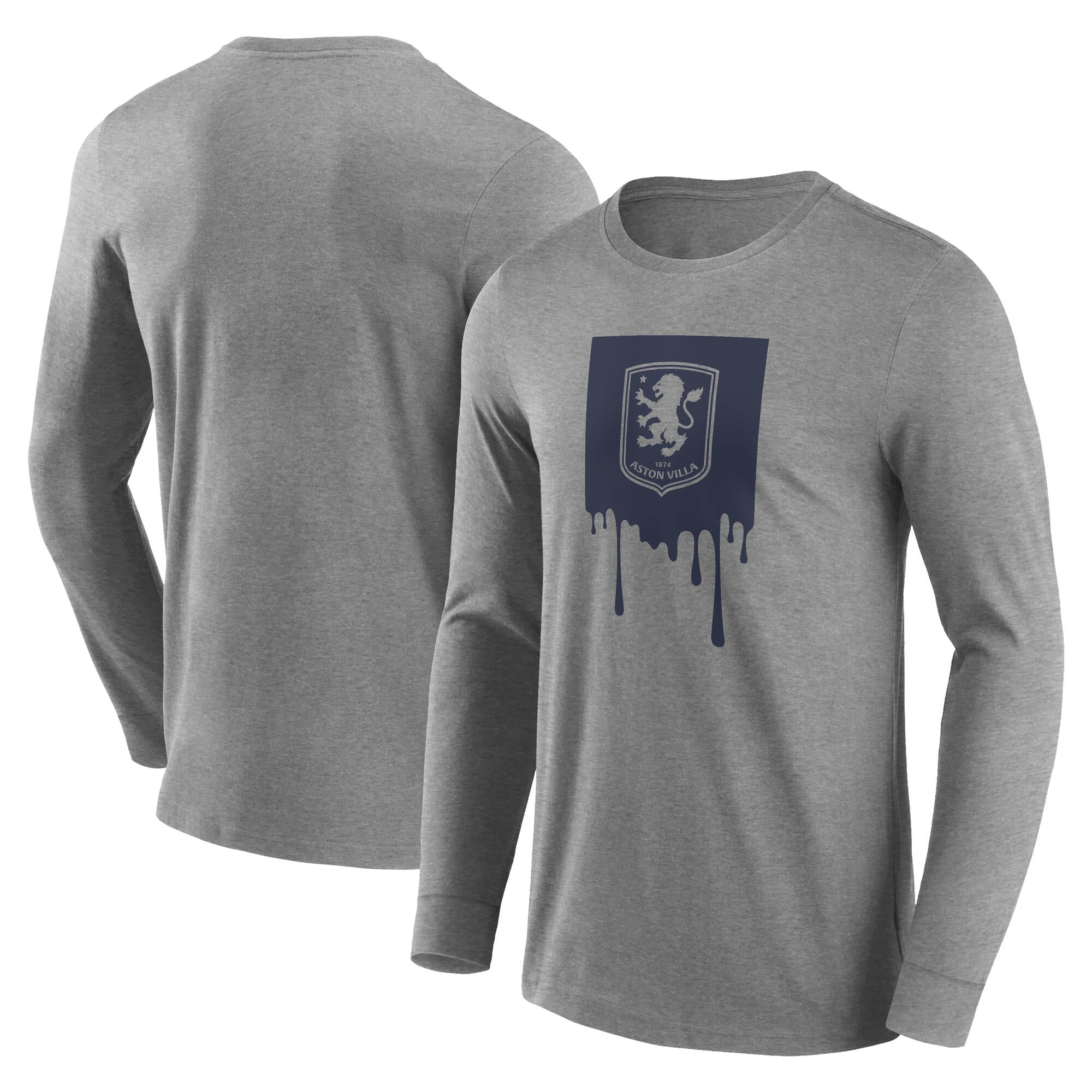 Aston Villa Liquify Graphic LS T-Shirt - Sports Grey - Mens