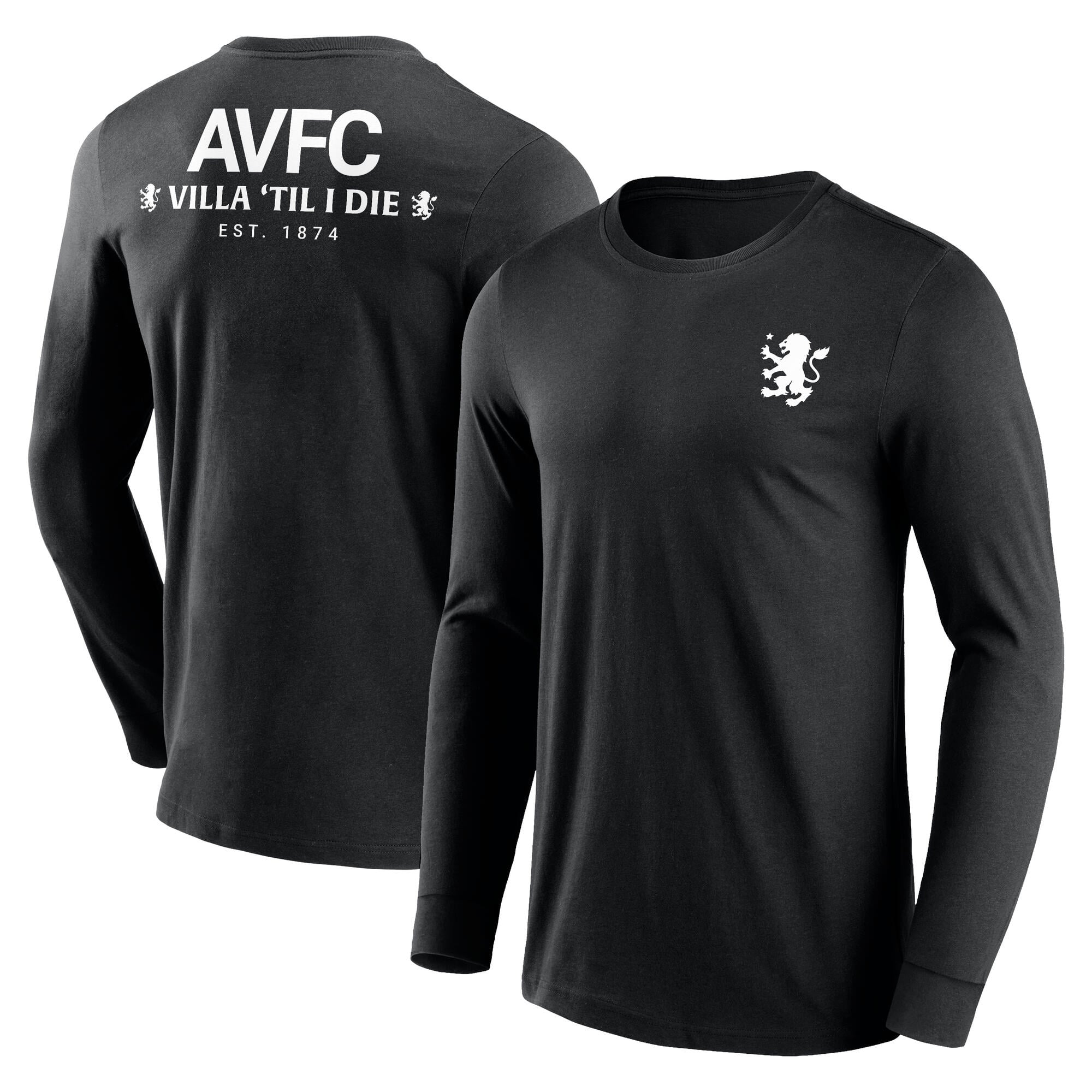 Aston Villa End Credits Graphic Long Sleeve T-Shirt - Black - Mens
