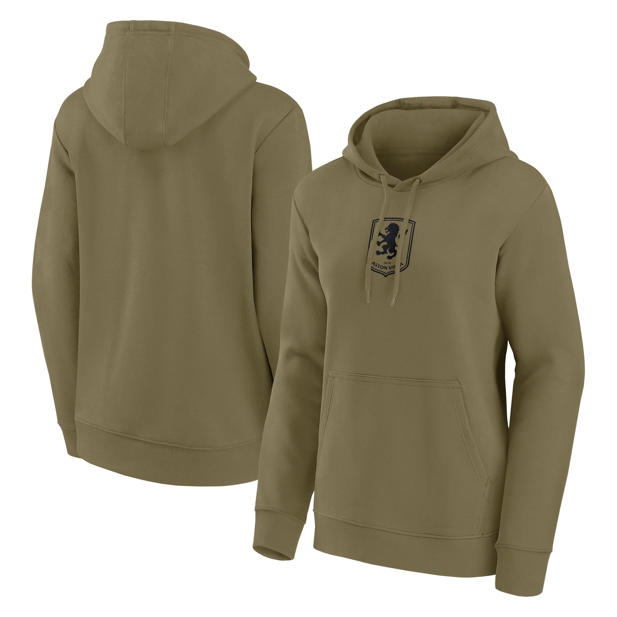 Sudadera con capucha gráfica con el logotipo monocromático de Aston Villa - Caqui - Mujer